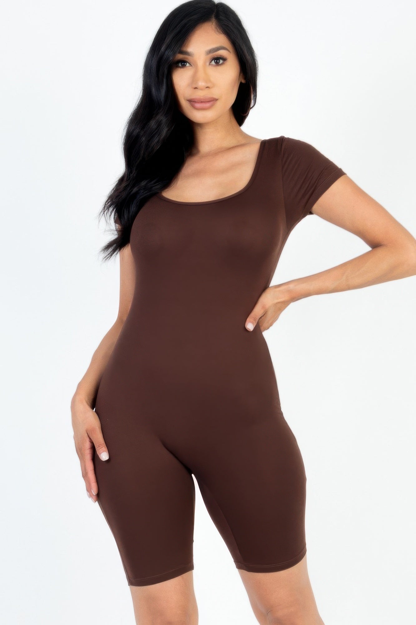 Short Sleeve Scoop Neck Bodycon Romper product image