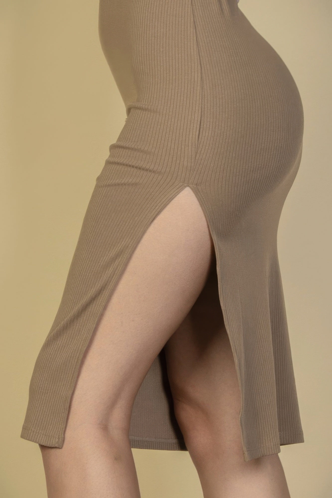 Flat Back Rib Sleeveless Tank Side Slit Bodycon Dress product image