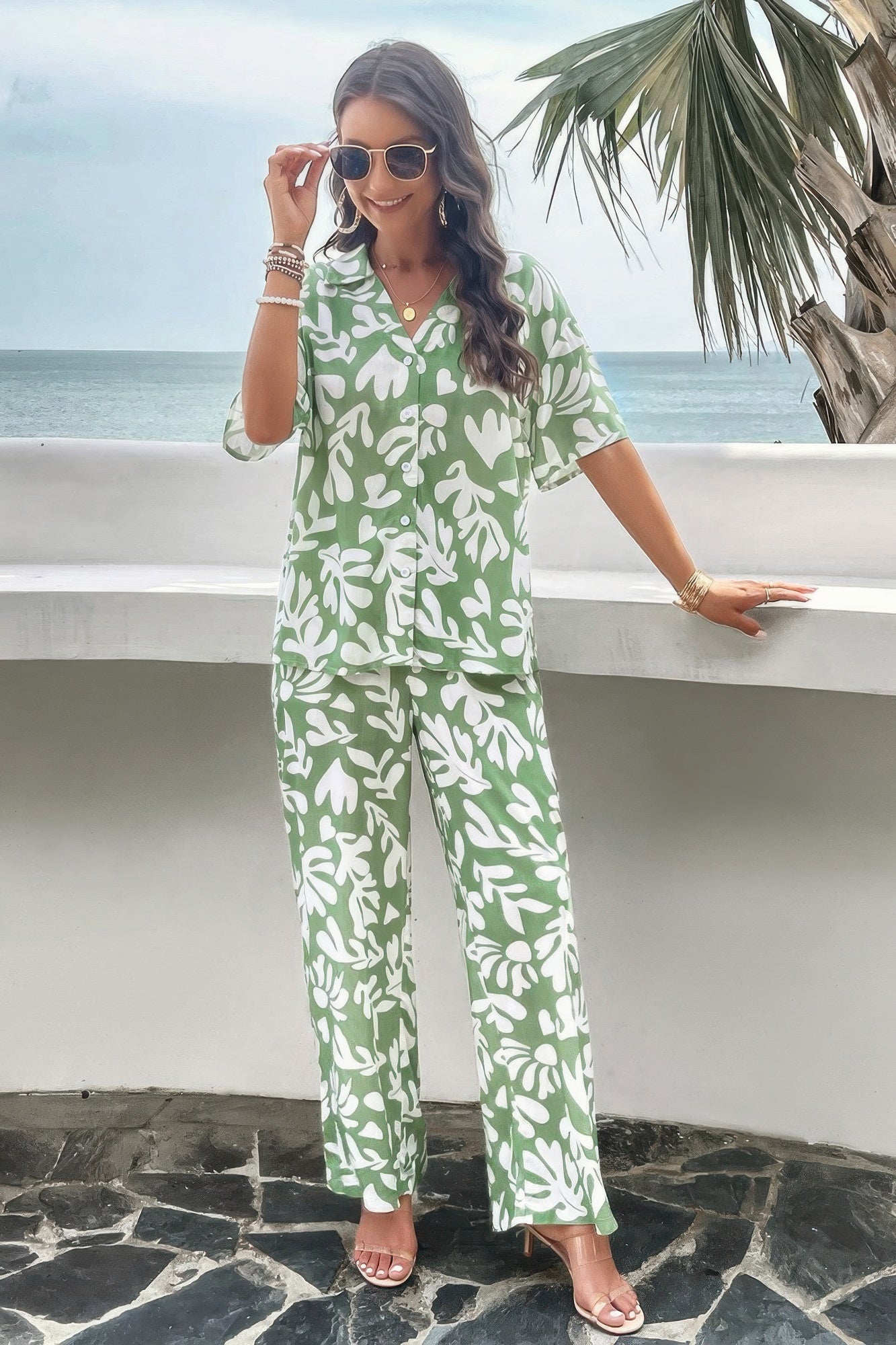 Two Piece Random Printed Short Sleeve Fit Set product image