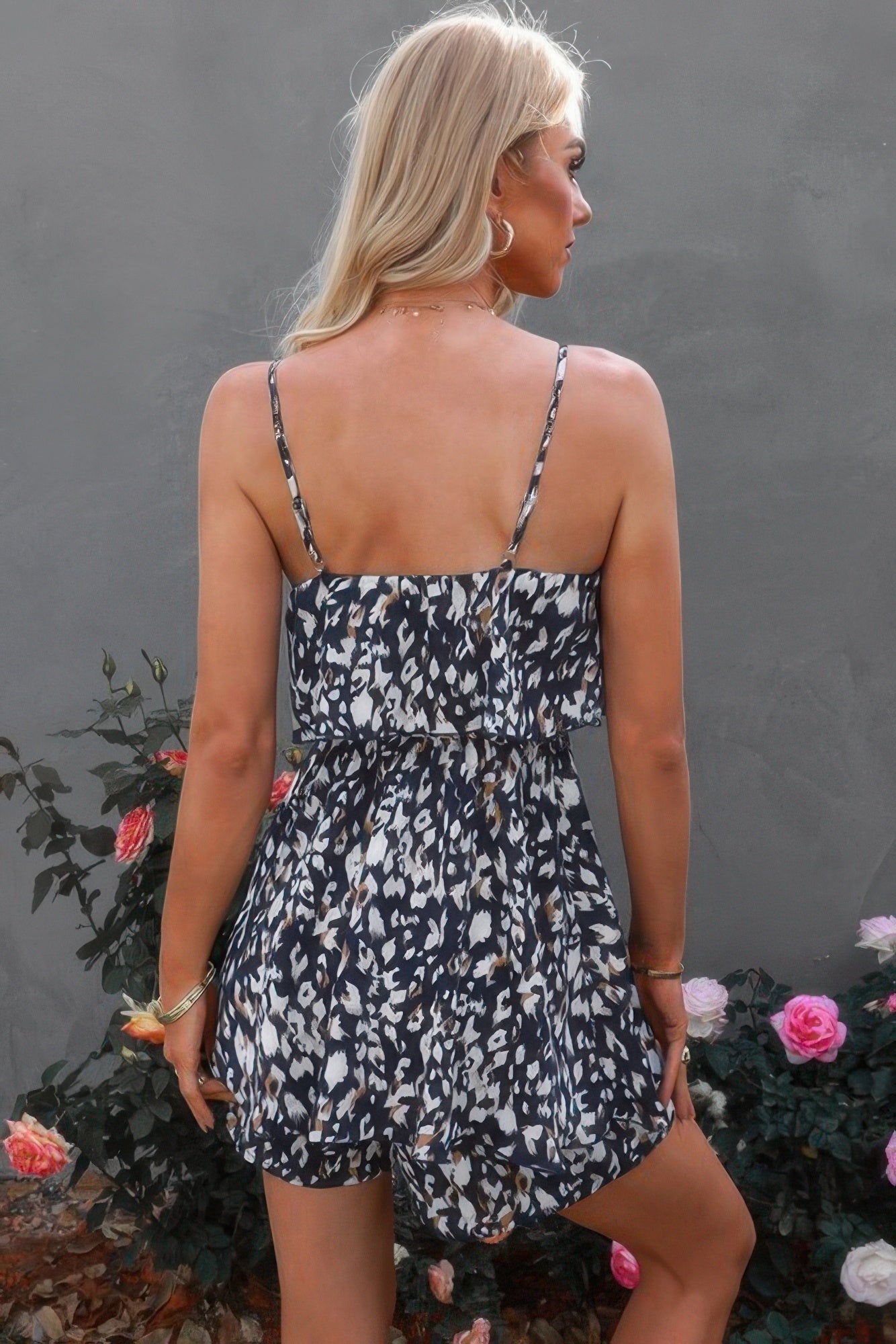 Sleevless Leopard Printed Belt Fit Romper product image
