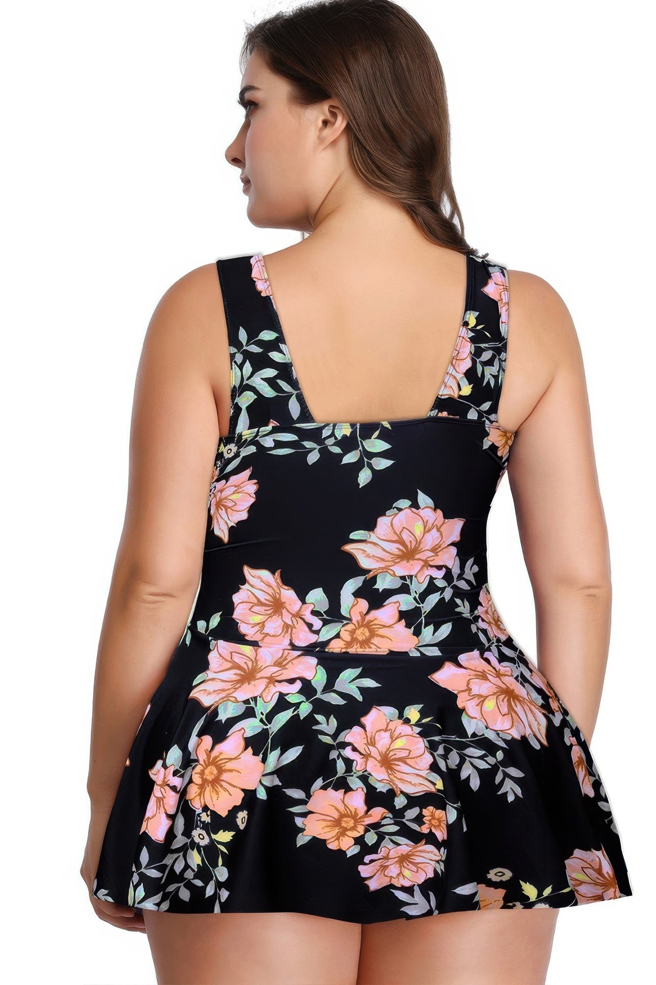 Plus Size Solid Ruffle V Neck Fit Swimsuits product image