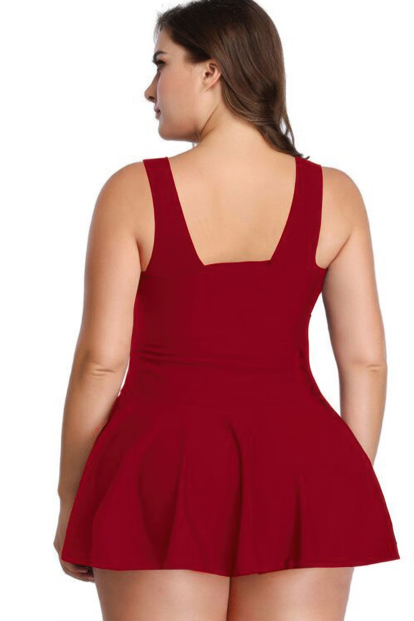 Plus Size Solid Ruffle V Neck Fit Swimsuits product image