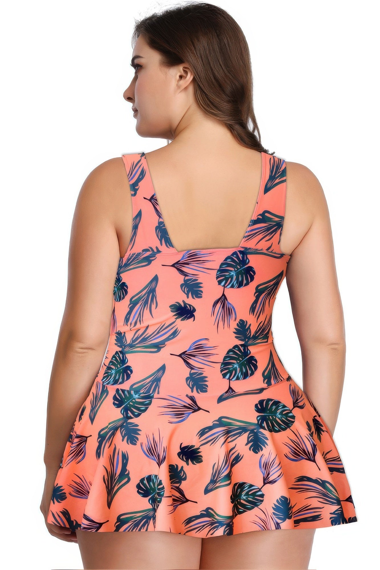 Plus Size Solid Ruffle V Neck Fit Swimsuits product image