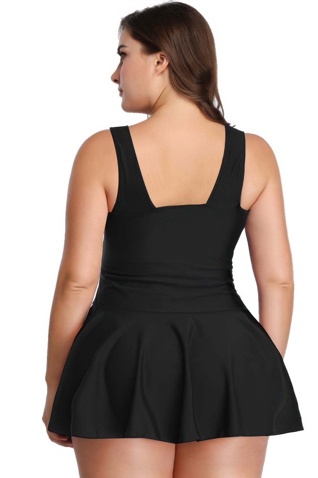 Plus Size Solid Ruffle V Neck Fit Swimsuits product image