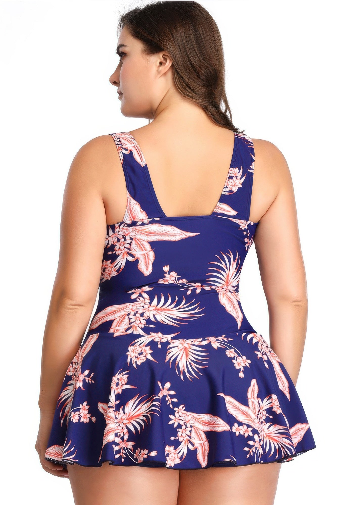 Plus Size Solid Ruffle V Neck Fit Swimsuits product image