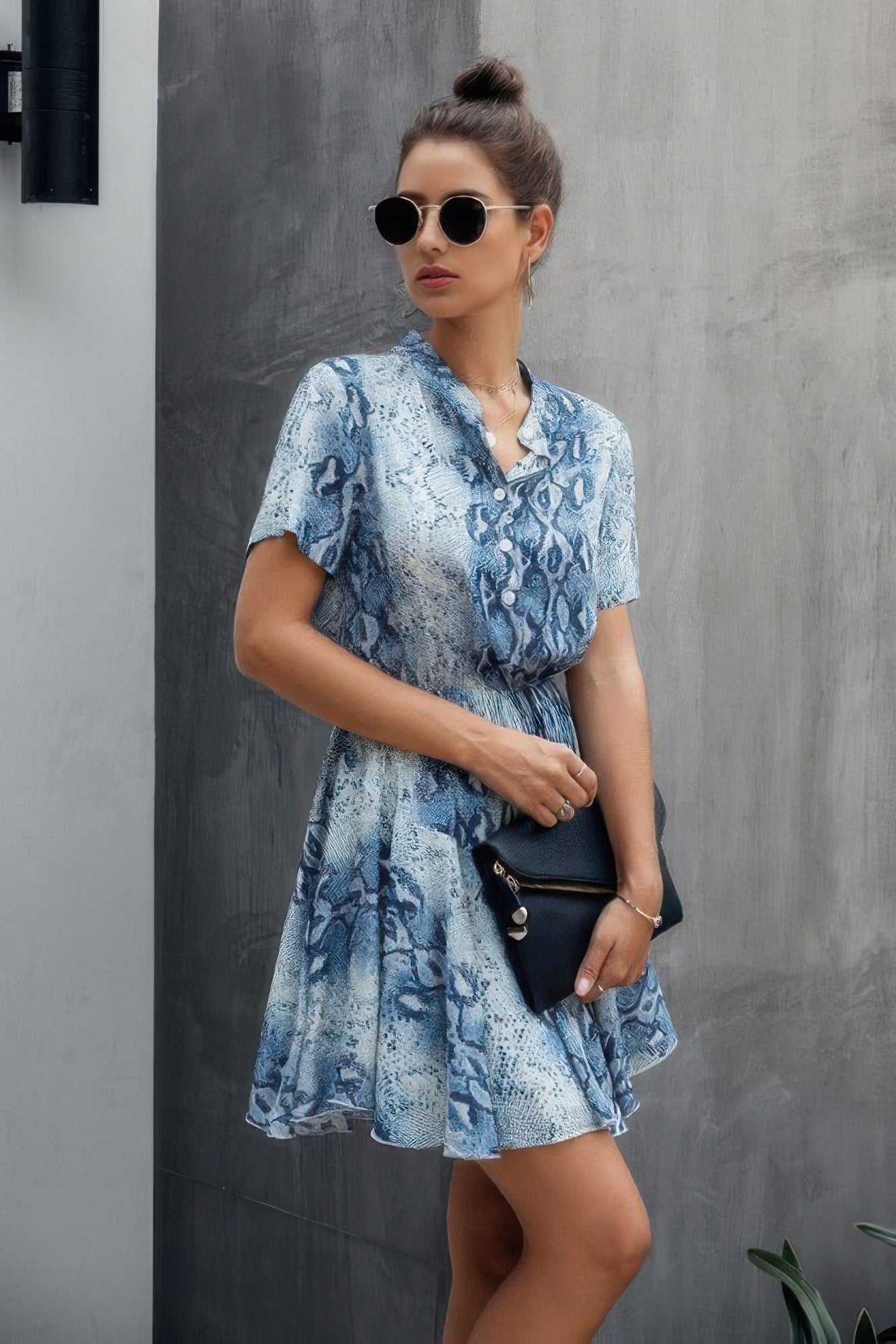 Animal Drawstring Waist Shirt Dress product image