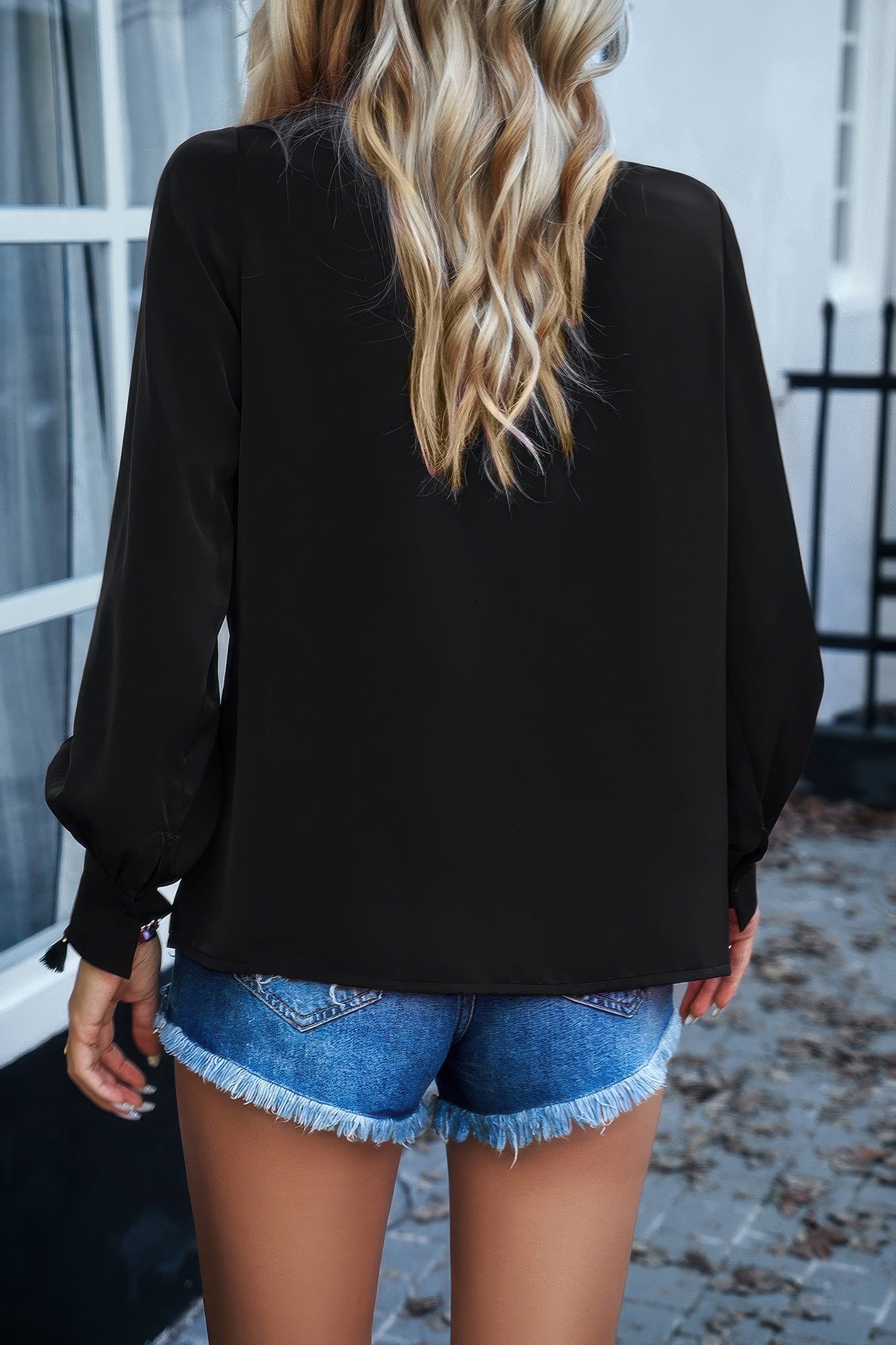 Ruffle Long Sleeve Elegant Ruffles Crewneck Blouse product image