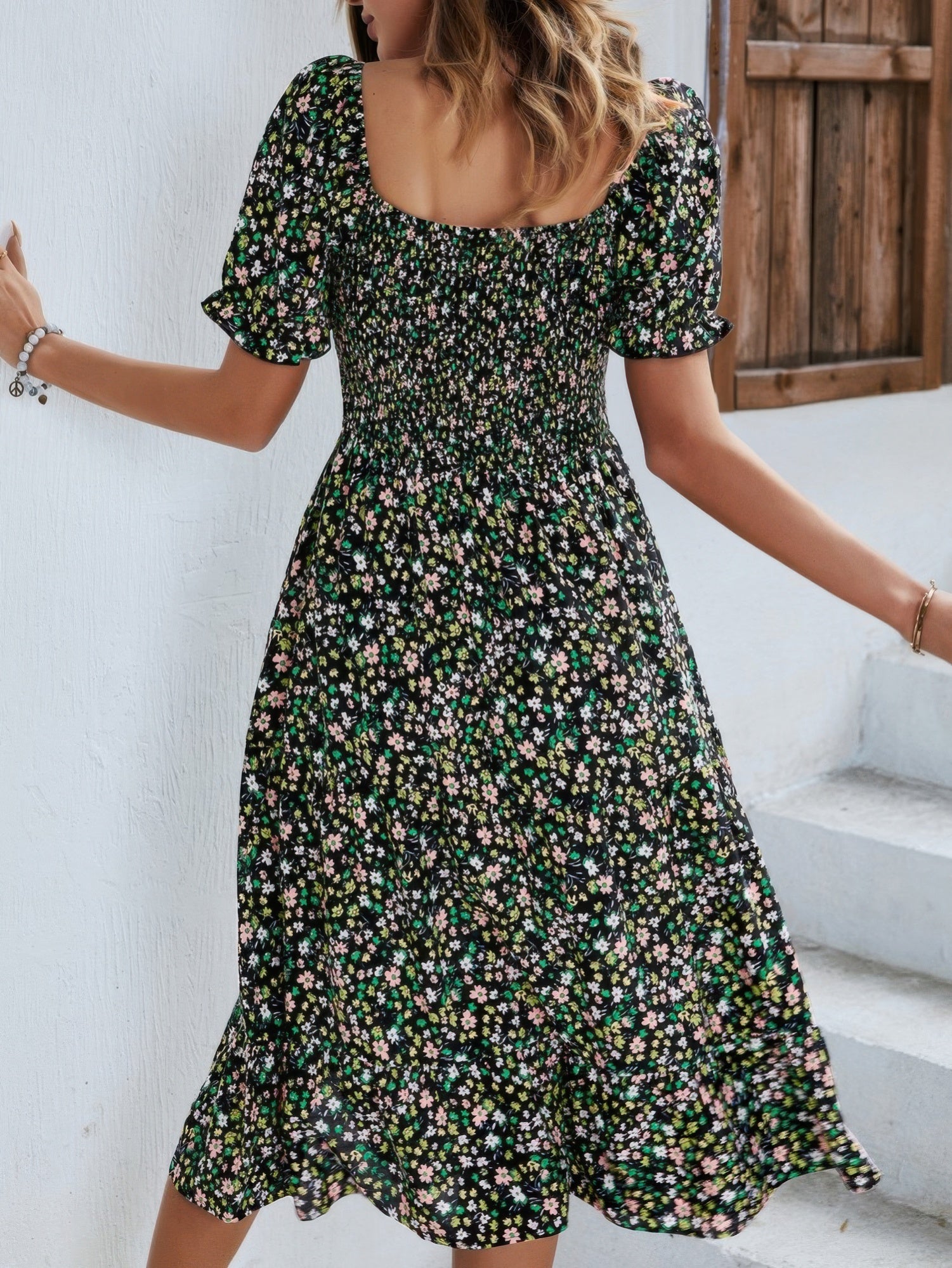Bohemia Floral Puff Sleeve Flounce Sleeve Dress product image