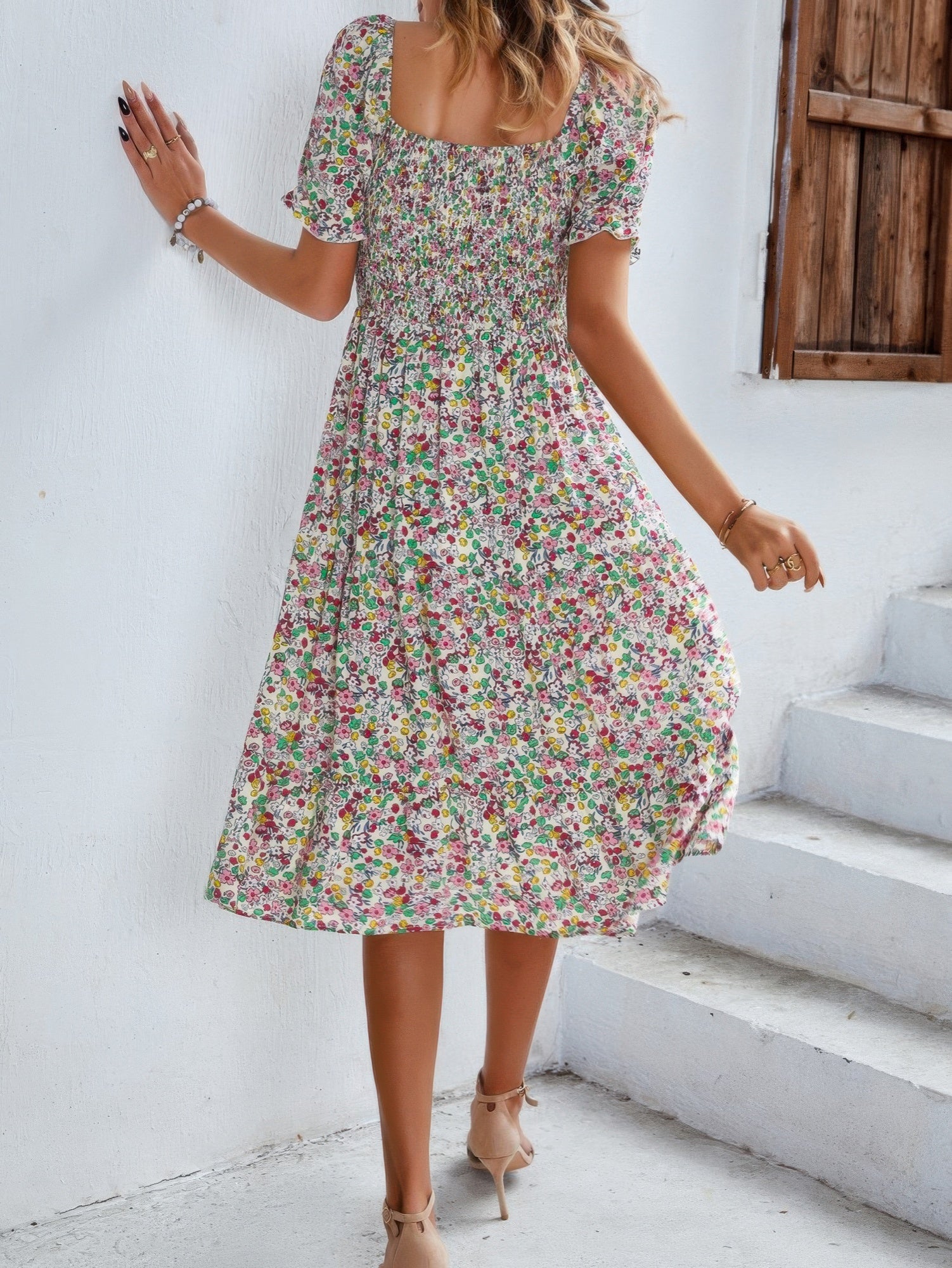 Bohemia Floral Puff Sleeve Flounce Sleeve Dress product image