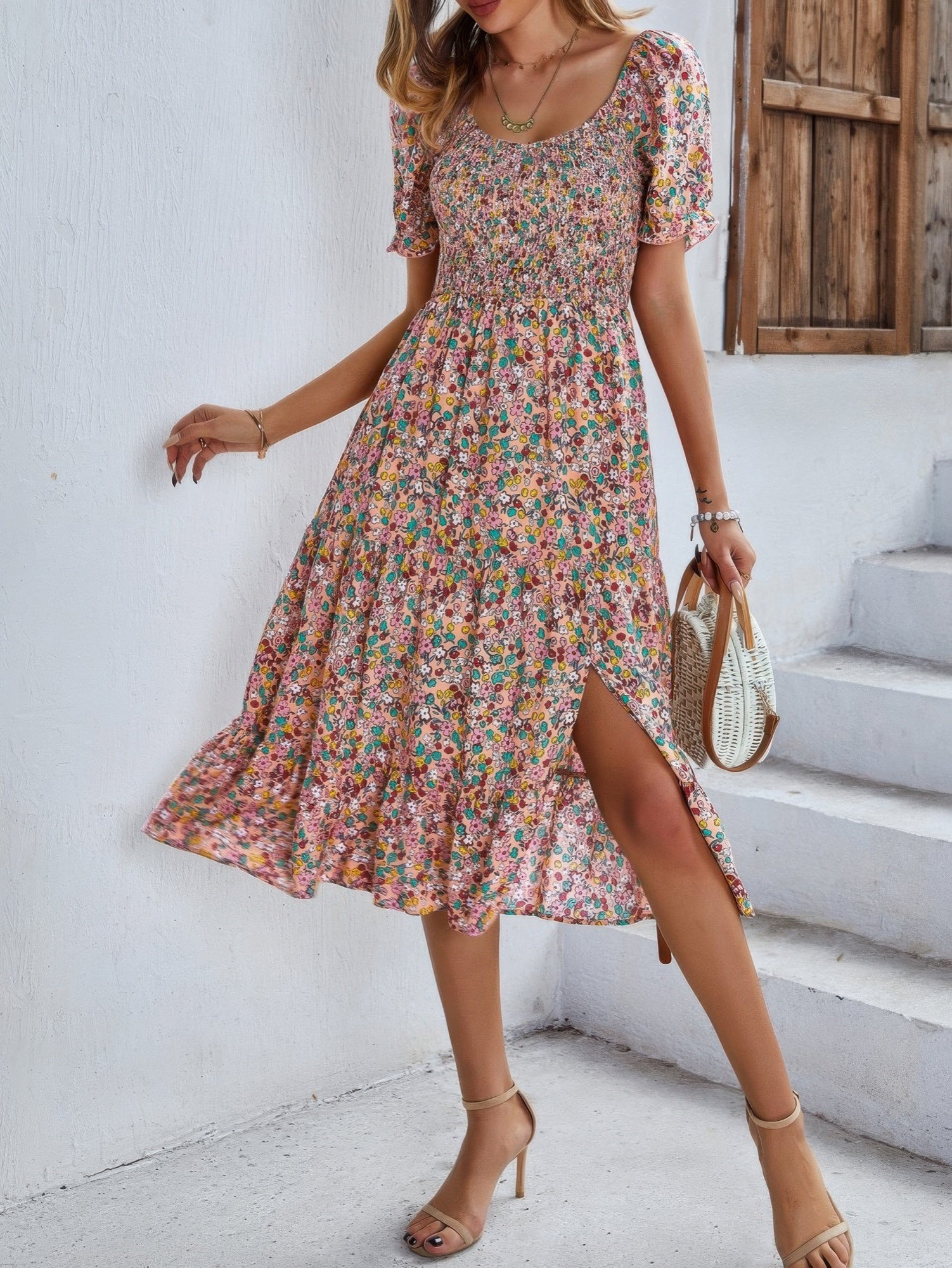 Bohemia Floral Puff Sleeve Flounce Sleeve Dress product image