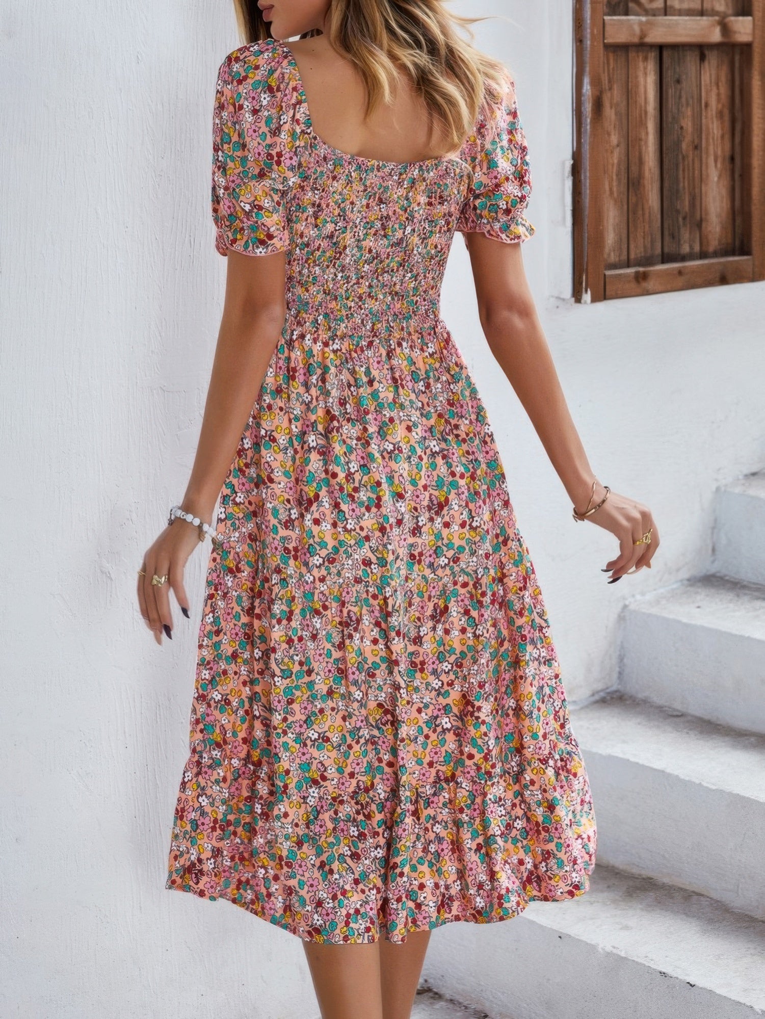 Bohemia Floral Puff Sleeve Flounce Sleeve Dress product image