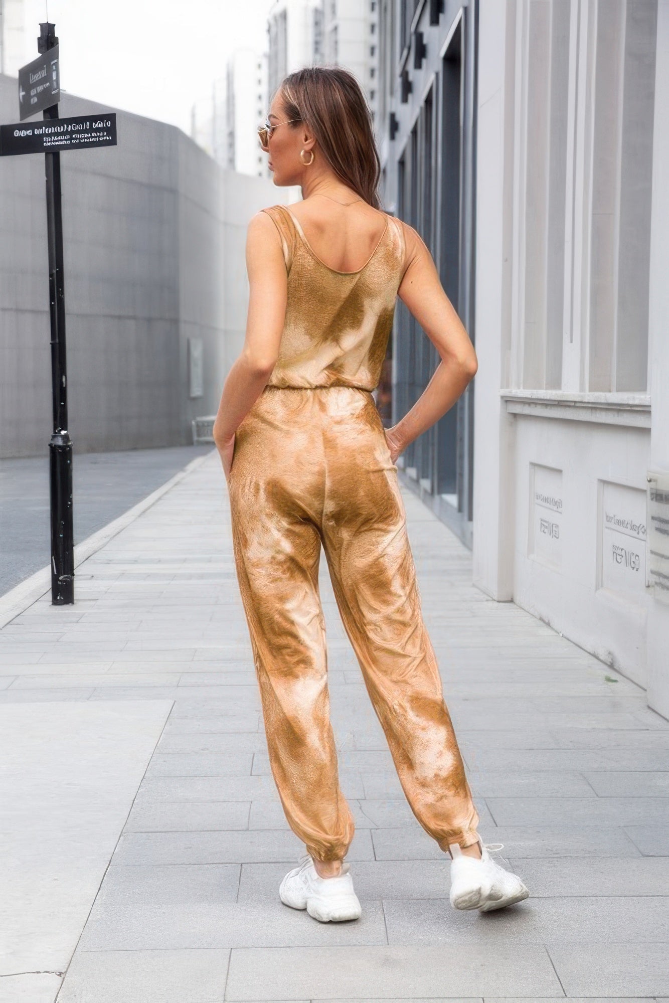 Tie Dye Sleeveless Elastic Wasit Pocket Jumpsuit product image