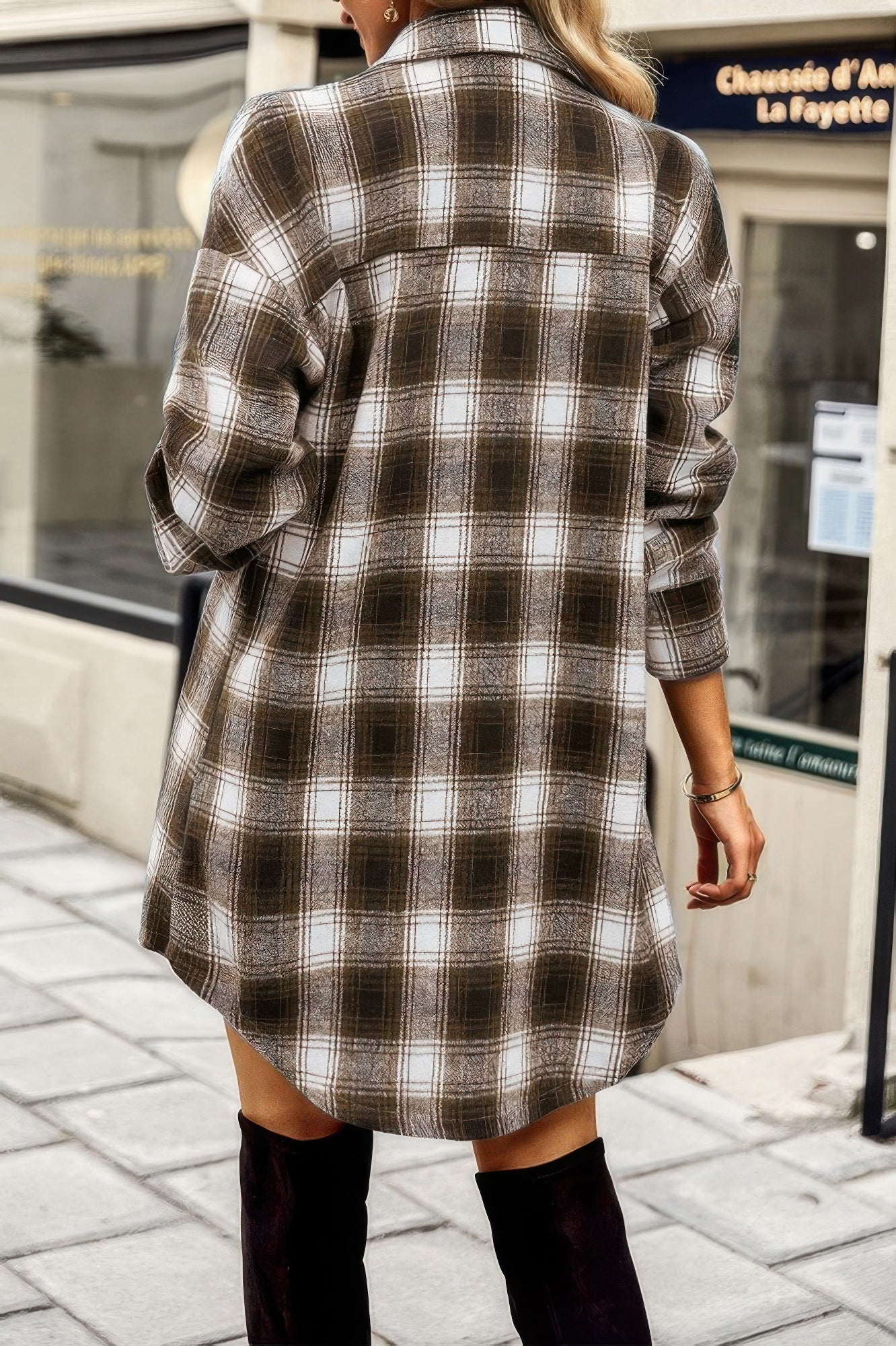 Plaid Single Pocket Button Down Loose Outerwear product image
