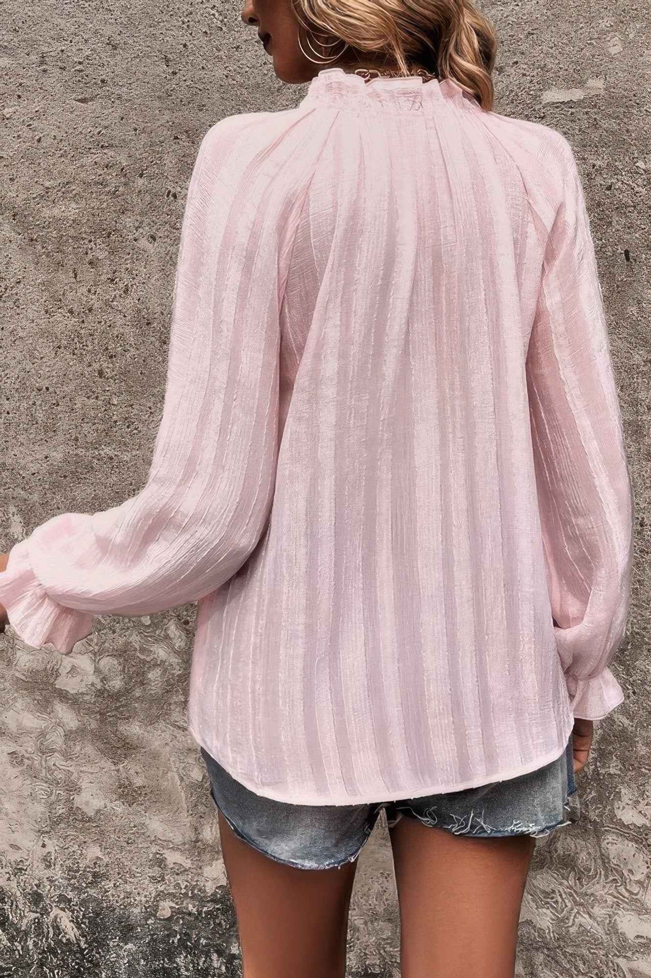 Lapel V Neck Button Down Solid Long Sleeves Shirt Lapel V Neck Button Down Solid Long Sleeves Shirt