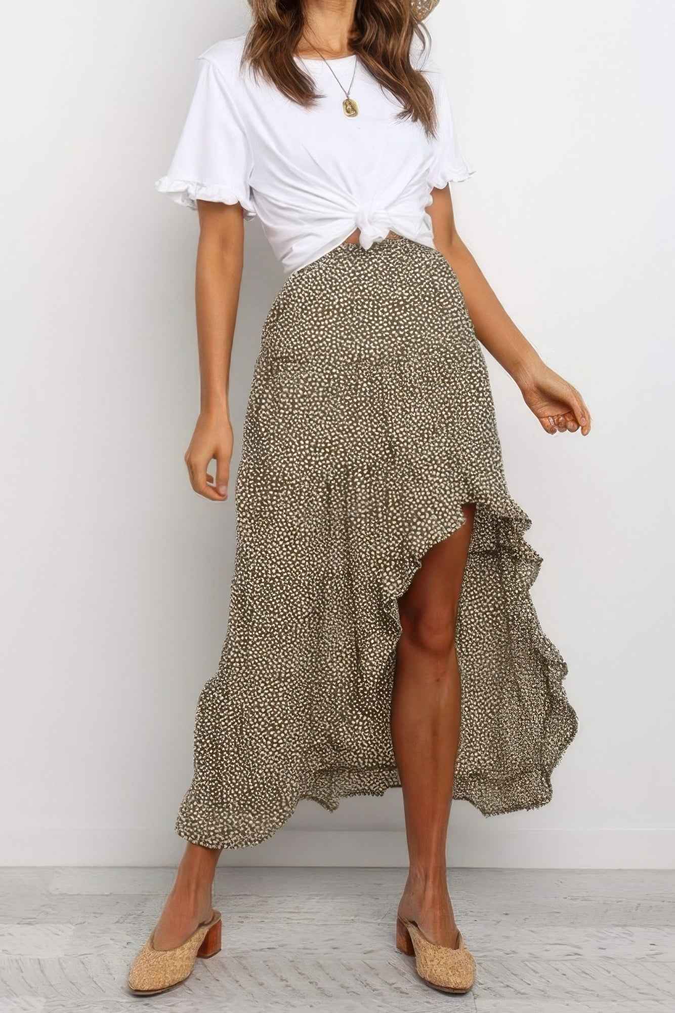 Boho Floral Print Midi Skirt Casual Side Slit Skirt Boho Floral Print Midi Skirt Casual Side Slit Skirt