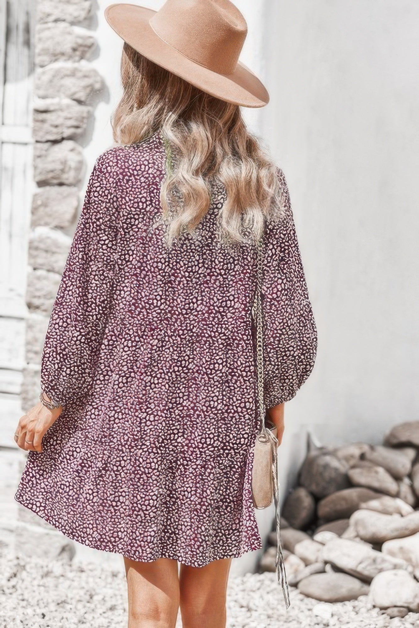 Animal Print Button Down A Line Lantem Sleeve Dress product image