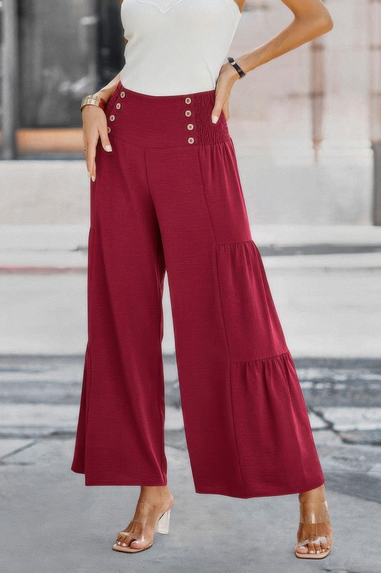 Elastic High Waist Wide Leg Long Palazzo Pants product image