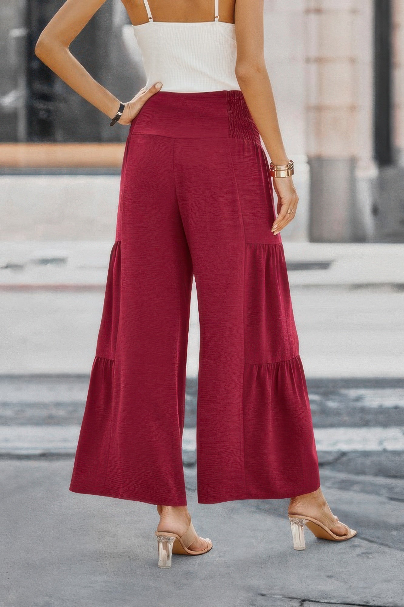 Elastic High Waist Wide Leg Long Palazzo Pants product image