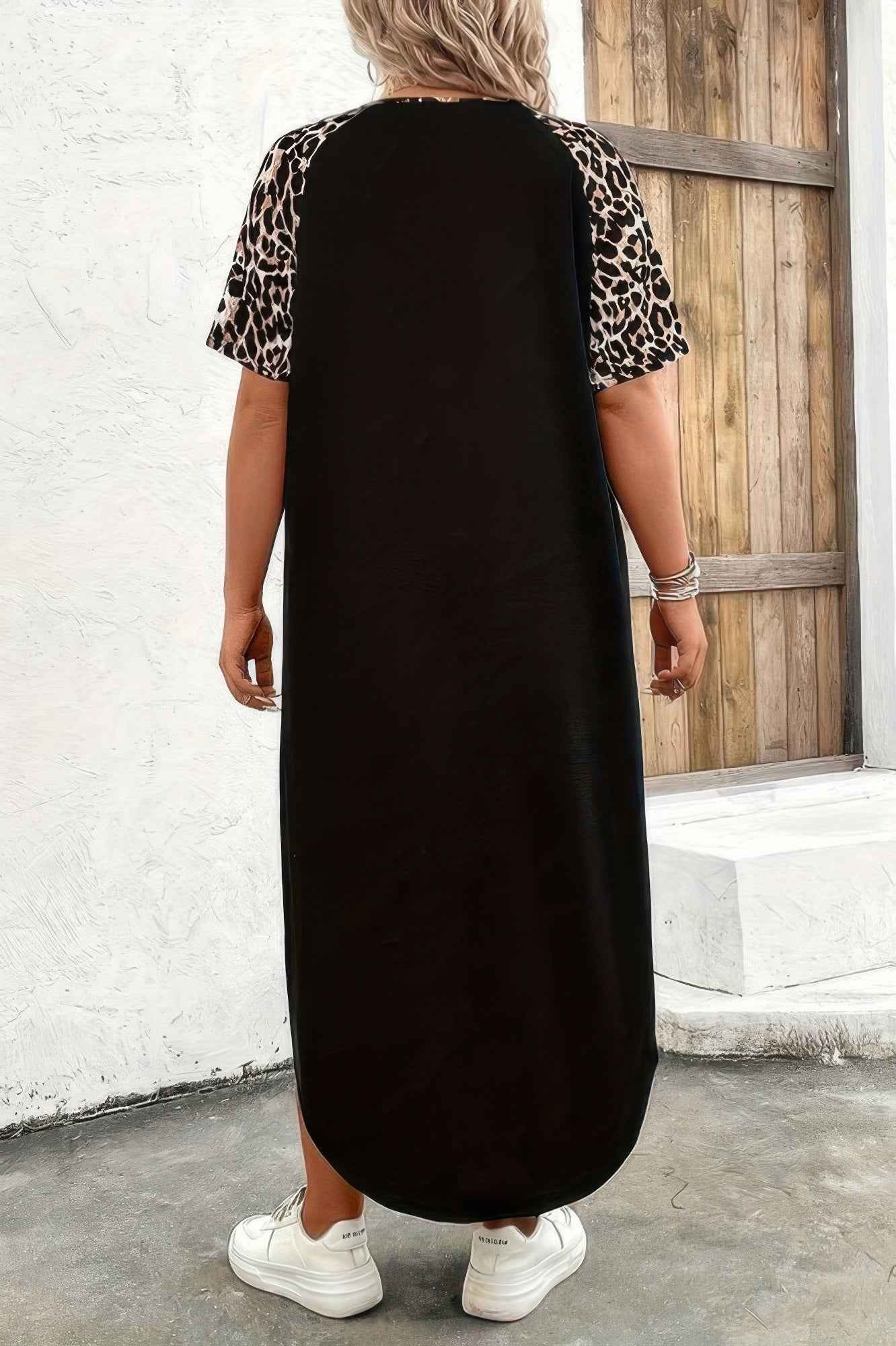 Plus Size Zipper Leopard Print Loose Fit Dress Plus Size Zipper Leopard Print Loose Fit Dress
