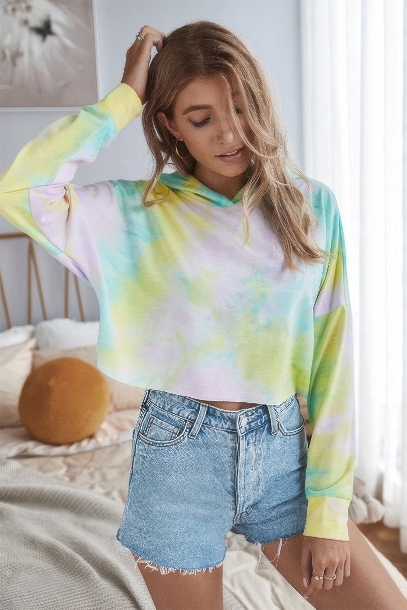 Tie Dye Crop Loose Pullover Hoodie product image