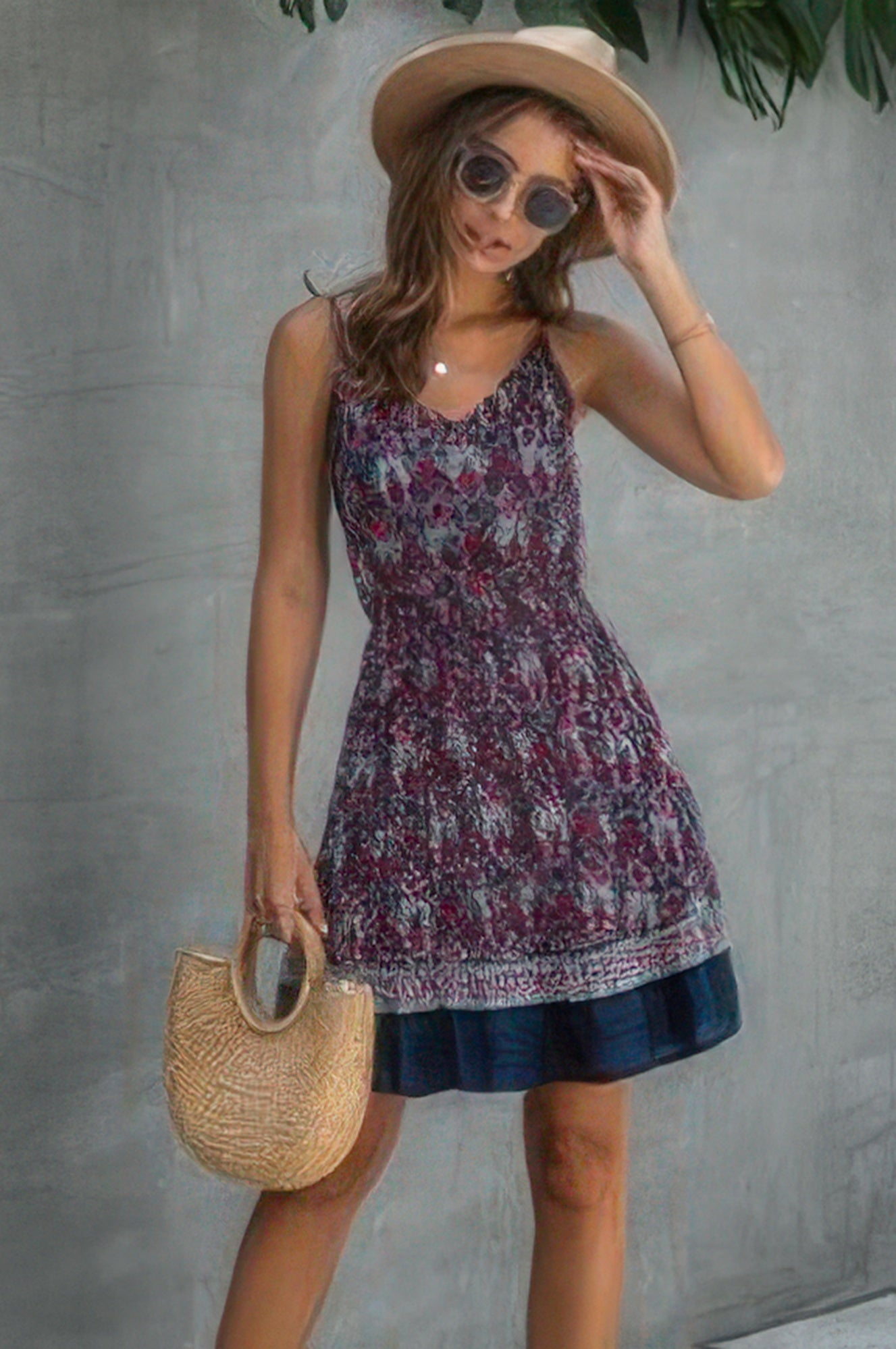 Floral Spaghetti Strap Button Down Ruffle Mini Dress product image