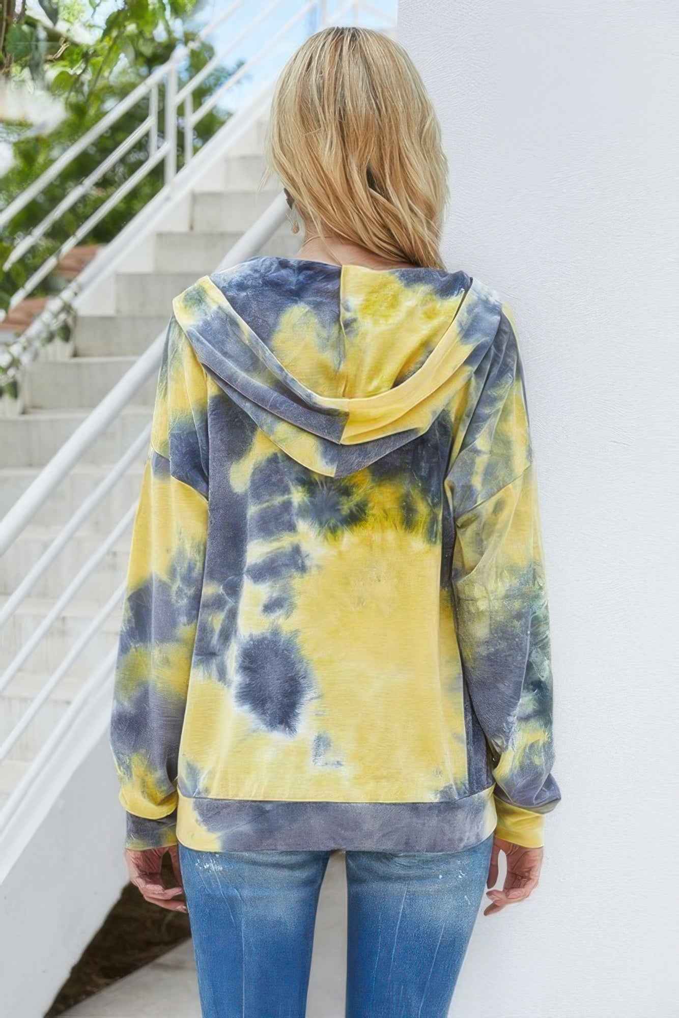 Tie Dye Full Zip Drawstring Hoodie Tie Dye Full Zip Drawstring Hoodie