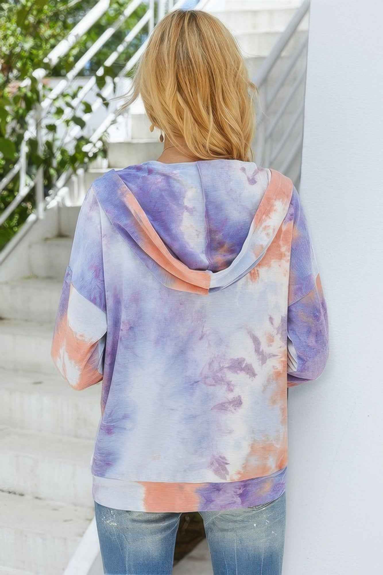 Tie Dye Full Zip Drawstring Hoodie Tie Dye Full Zip Drawstring Hoodie