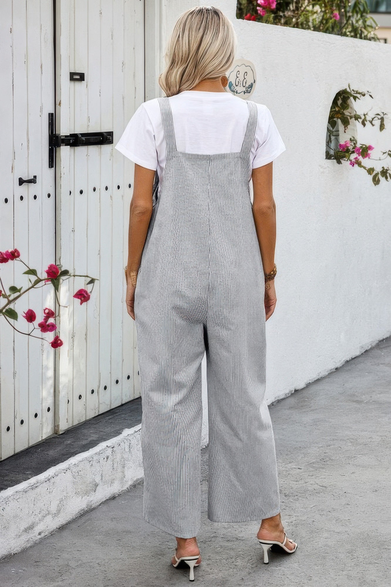Solid Square Neck Button Trim Pockets Jumpsuit product image