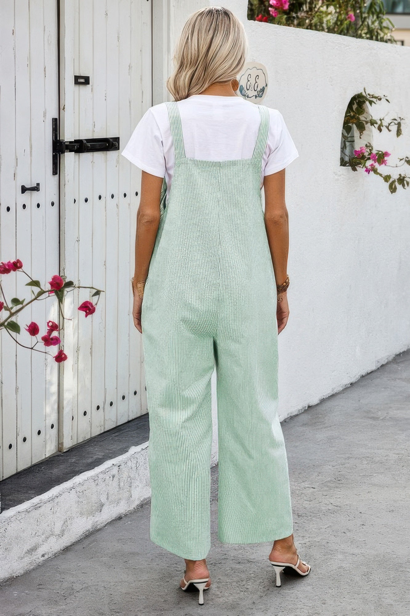Solid Square Neck Button Trim Pockets Jumpsuit product image