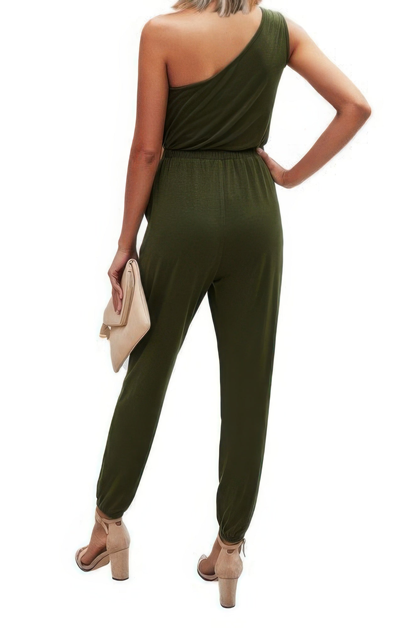 One Shoulder Sleeveless Elastic Waist Jumpsuit product image