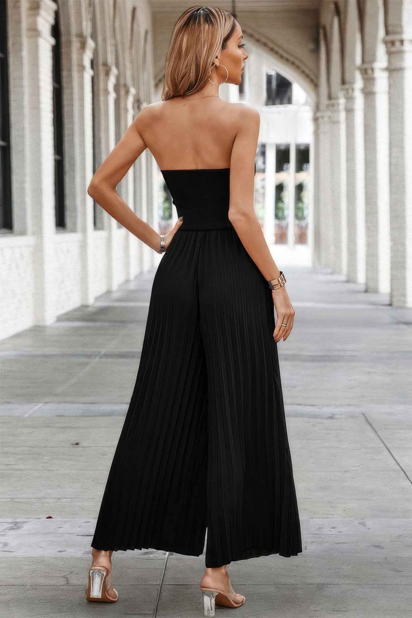 Elegant Off Shoulder Pleated High Waist Jumpsuit Elegant Off Shoulder Pleated High Waist Jumpsuit