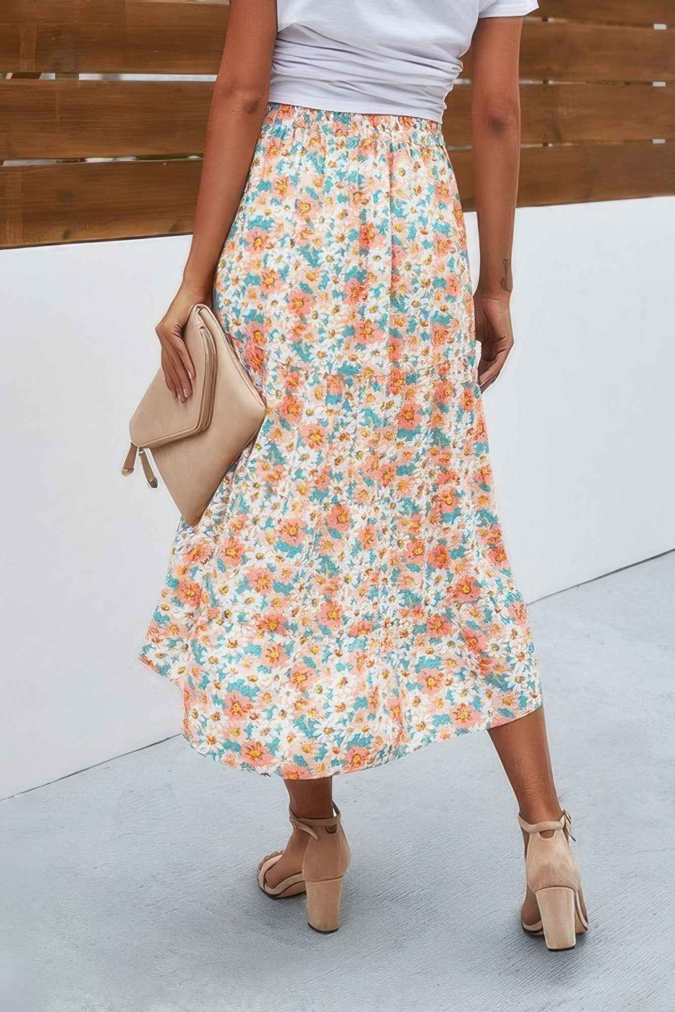 Floral Print High Waist Skirt A Line Long Skirt Floral Print High Waist Skirt A Line Long Skirt