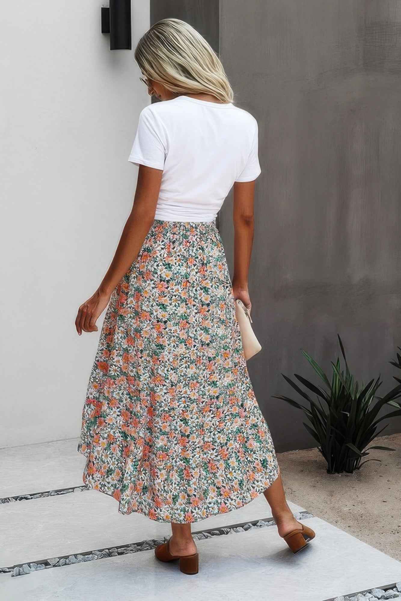 Floral Print High Waist Skirt A Line Long Skirt Floral Print High Waist Skirt A Line Long Skirt