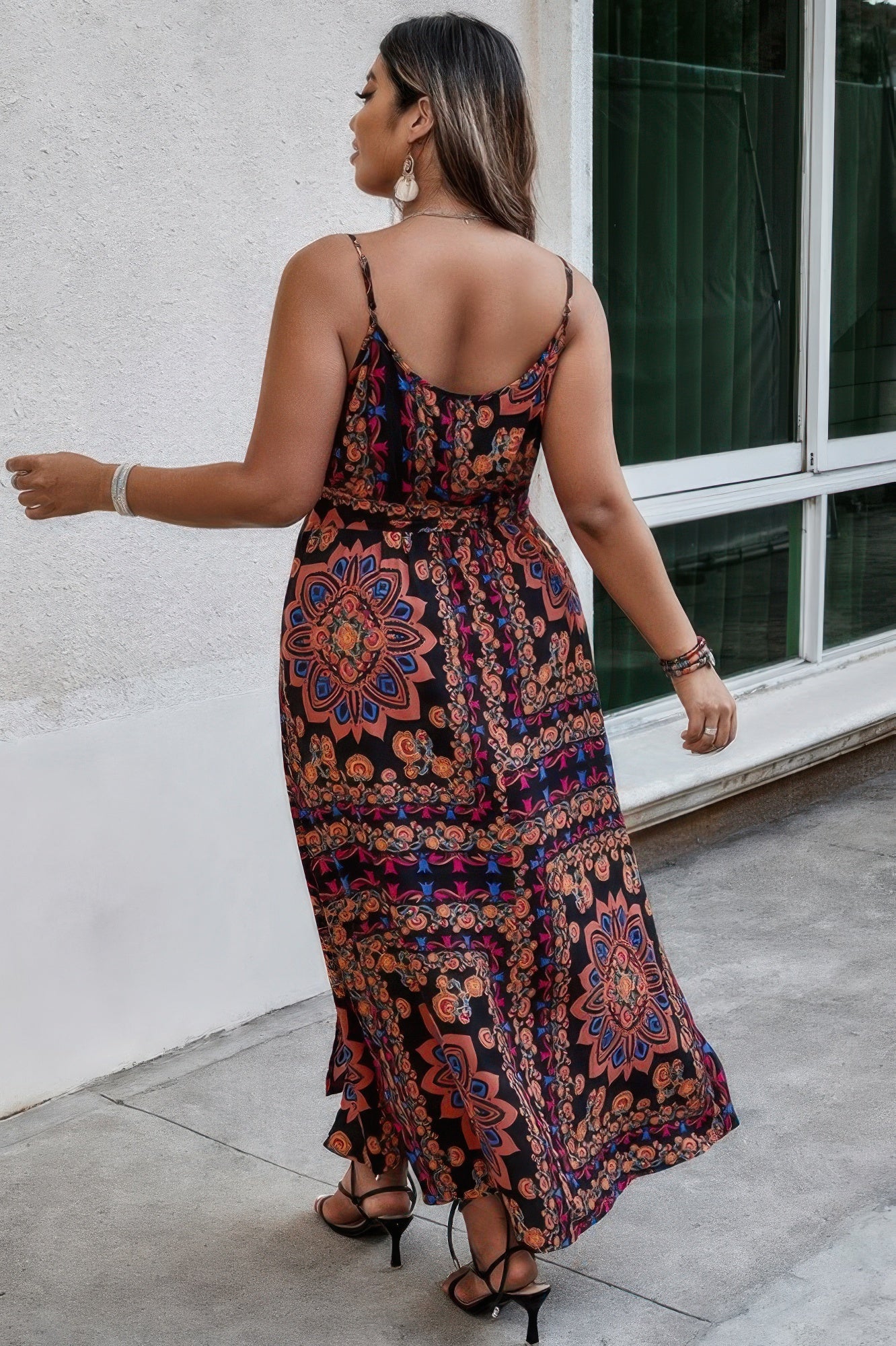 Plus Size Floral Belted Cami Boho Long Dress product image