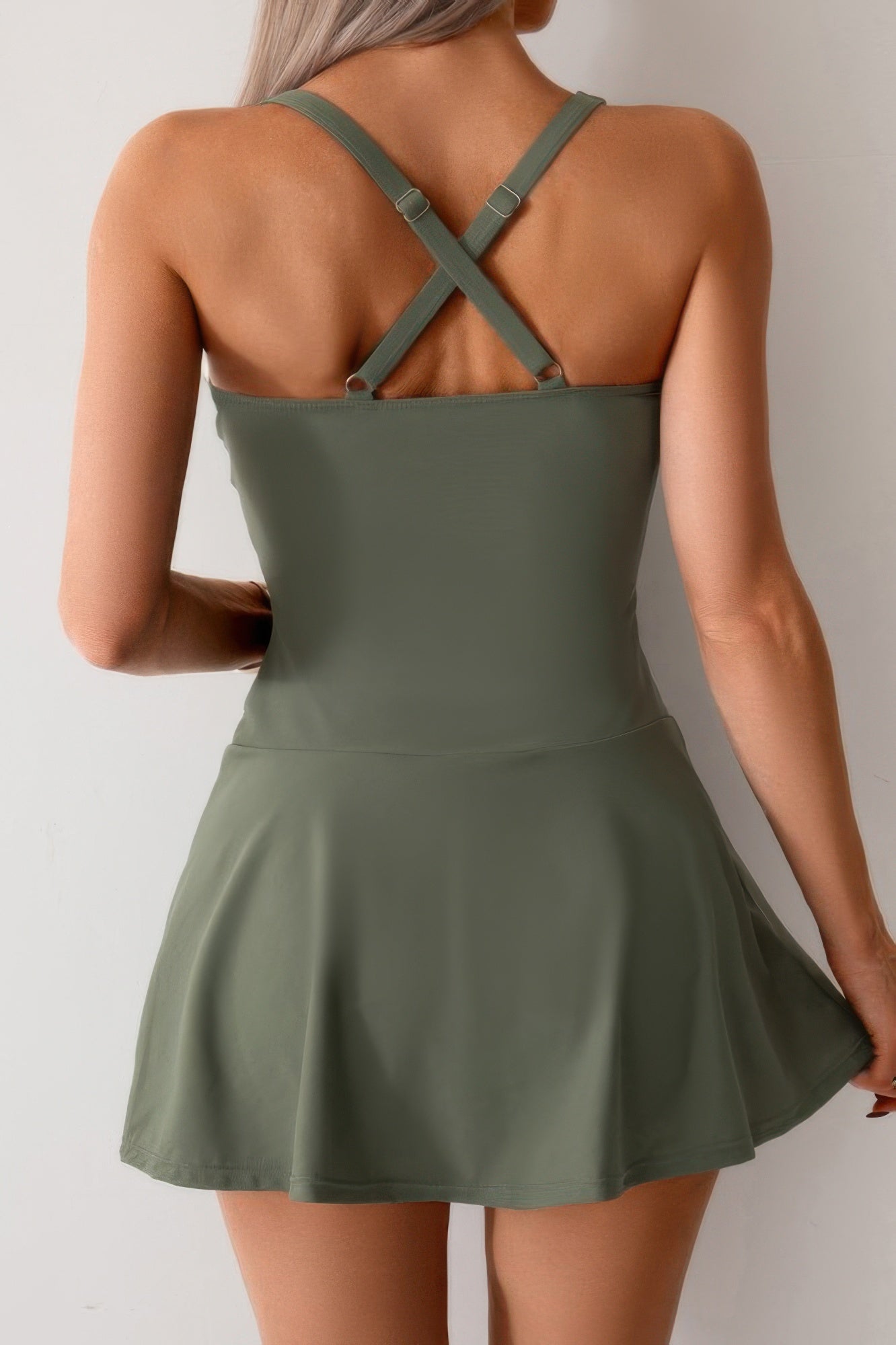 One Piece Ruched Crossover Sleeveless Swimsuit product image