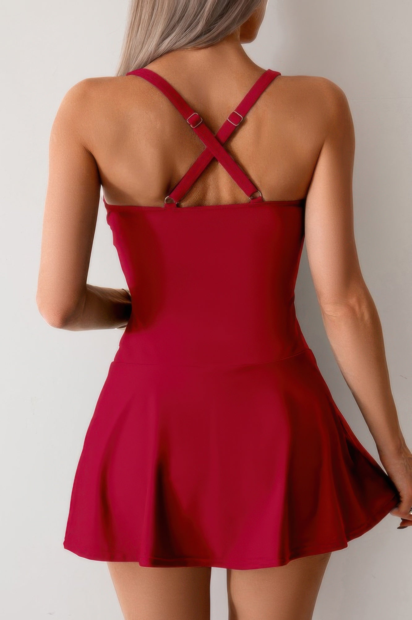 One Piece Ruched Crossover Sleeveless Swimsuit product image