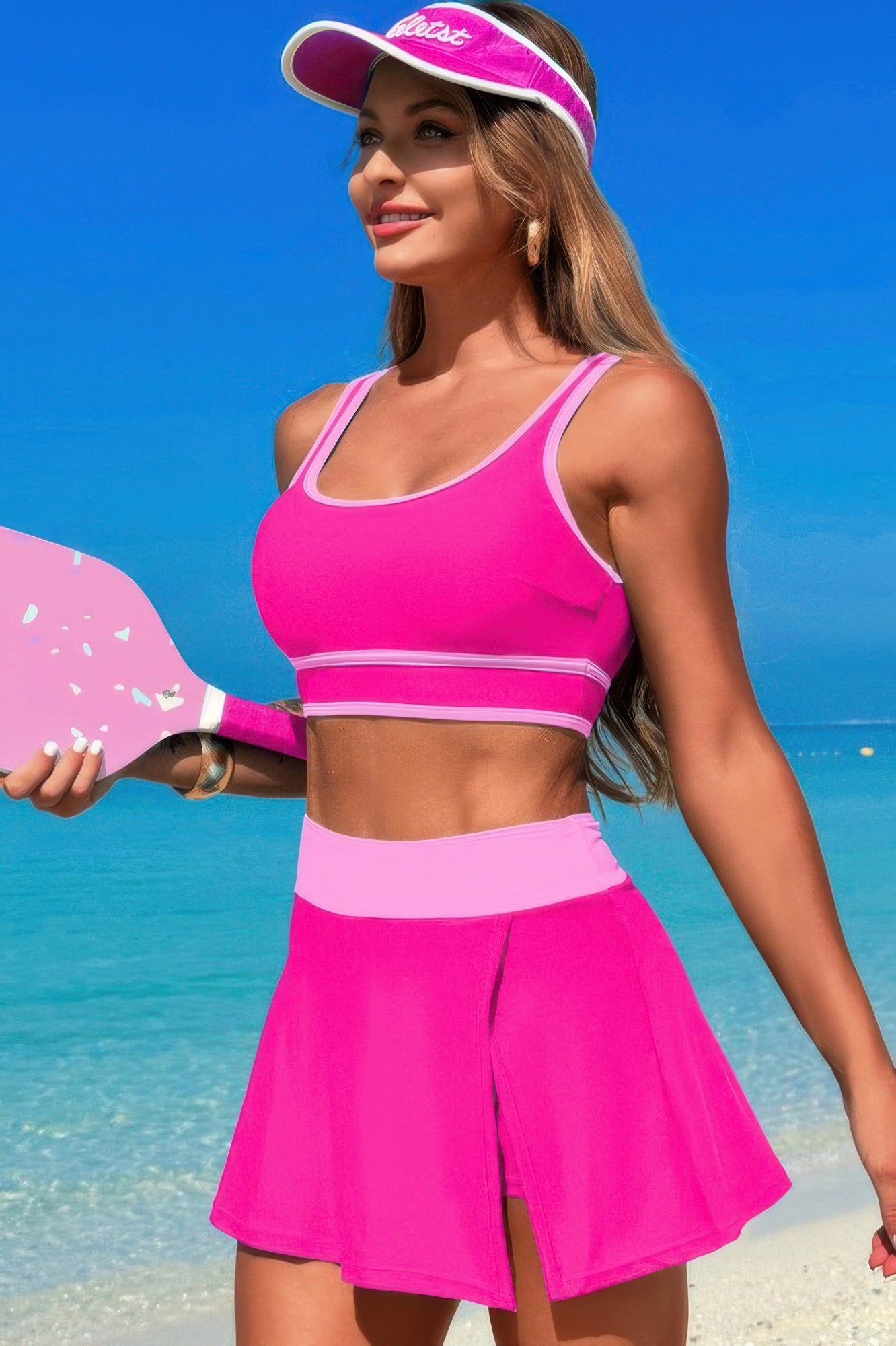 Color Block Two Pieces High Waisted Skirt Swimsuit product image