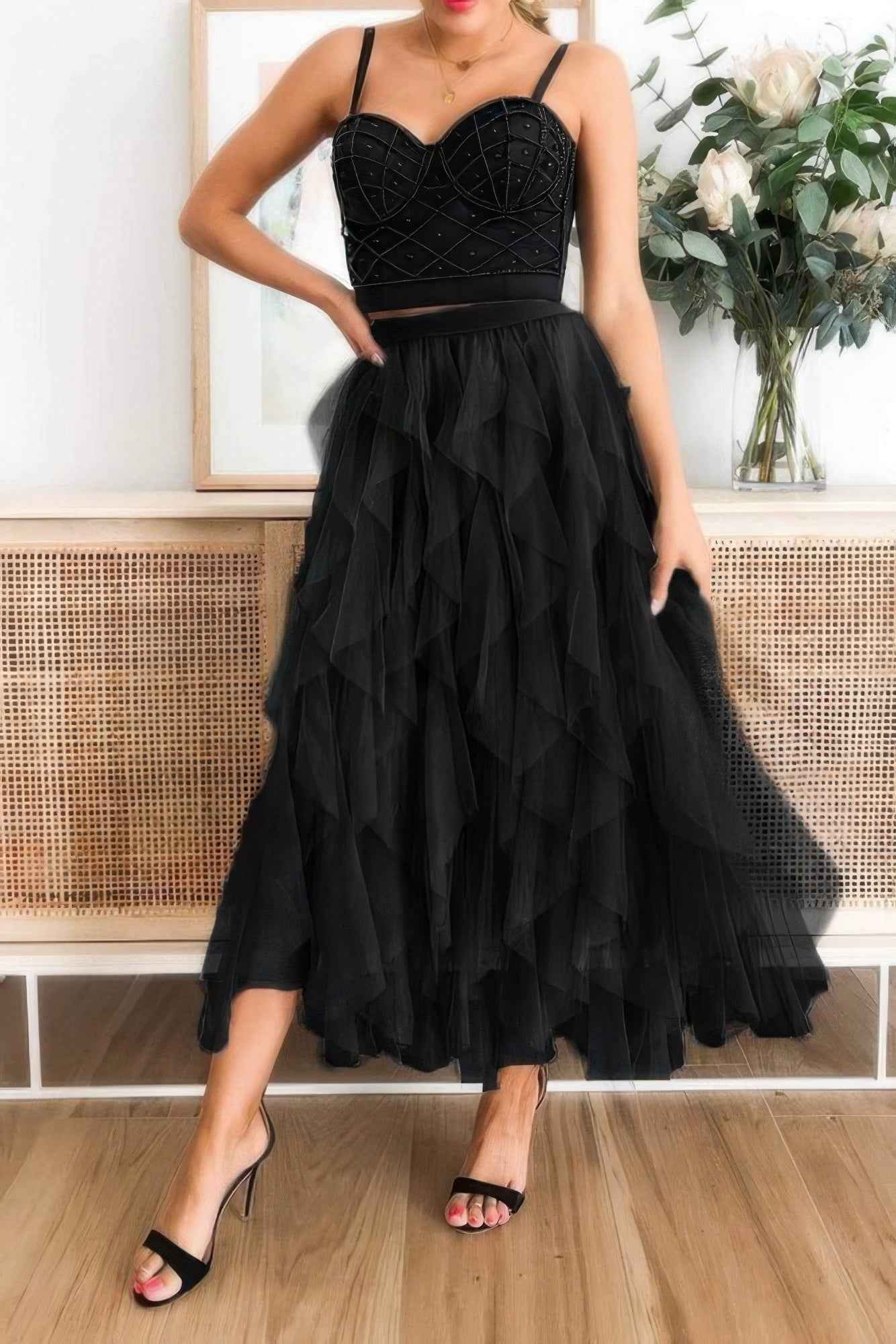 A Line Long Tulle Tiered Skirts A Line Long Tulle Tiered Skirts