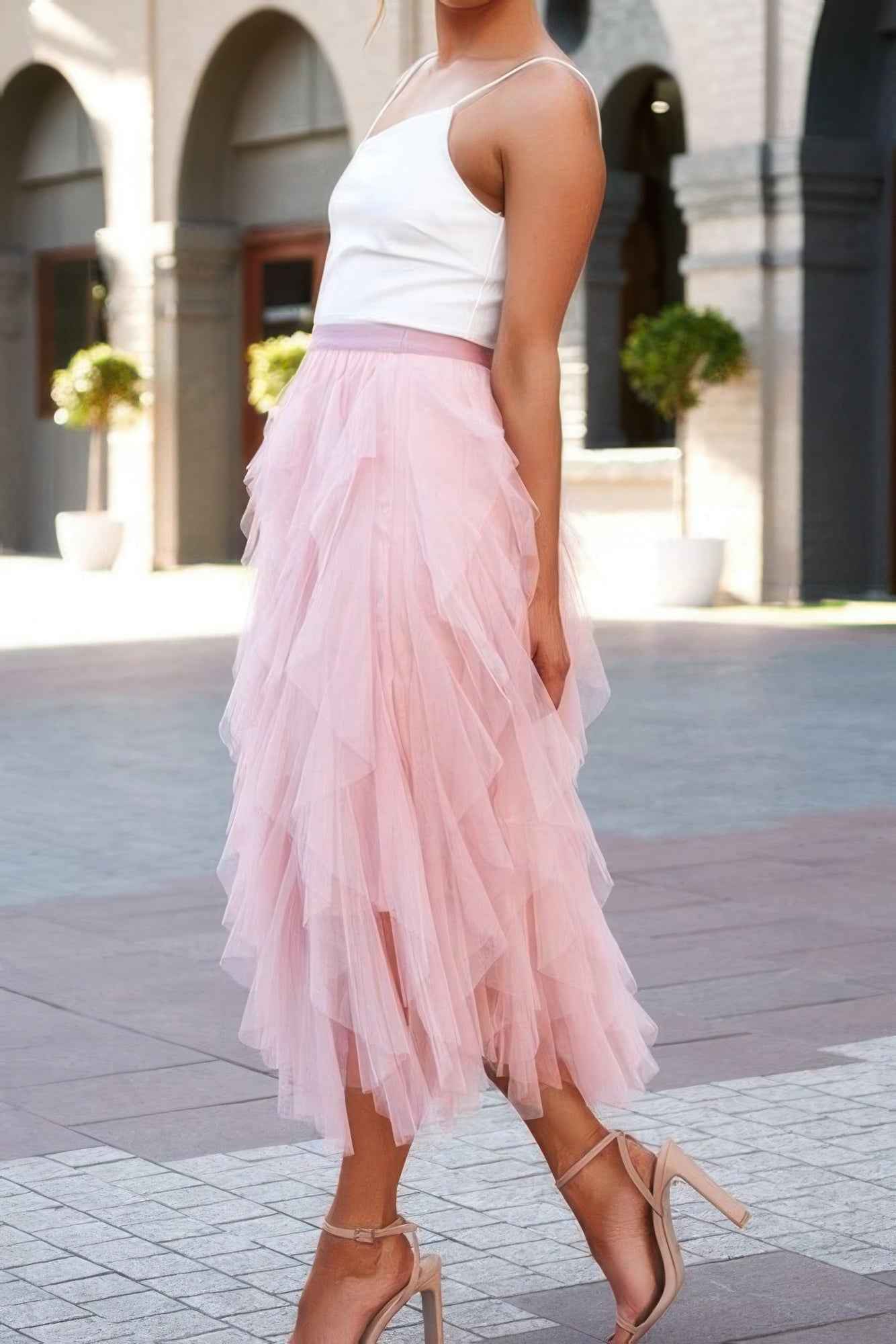 A Line Long Tulle Tiered Skirts A Line Long Tulle Tiered Skirts