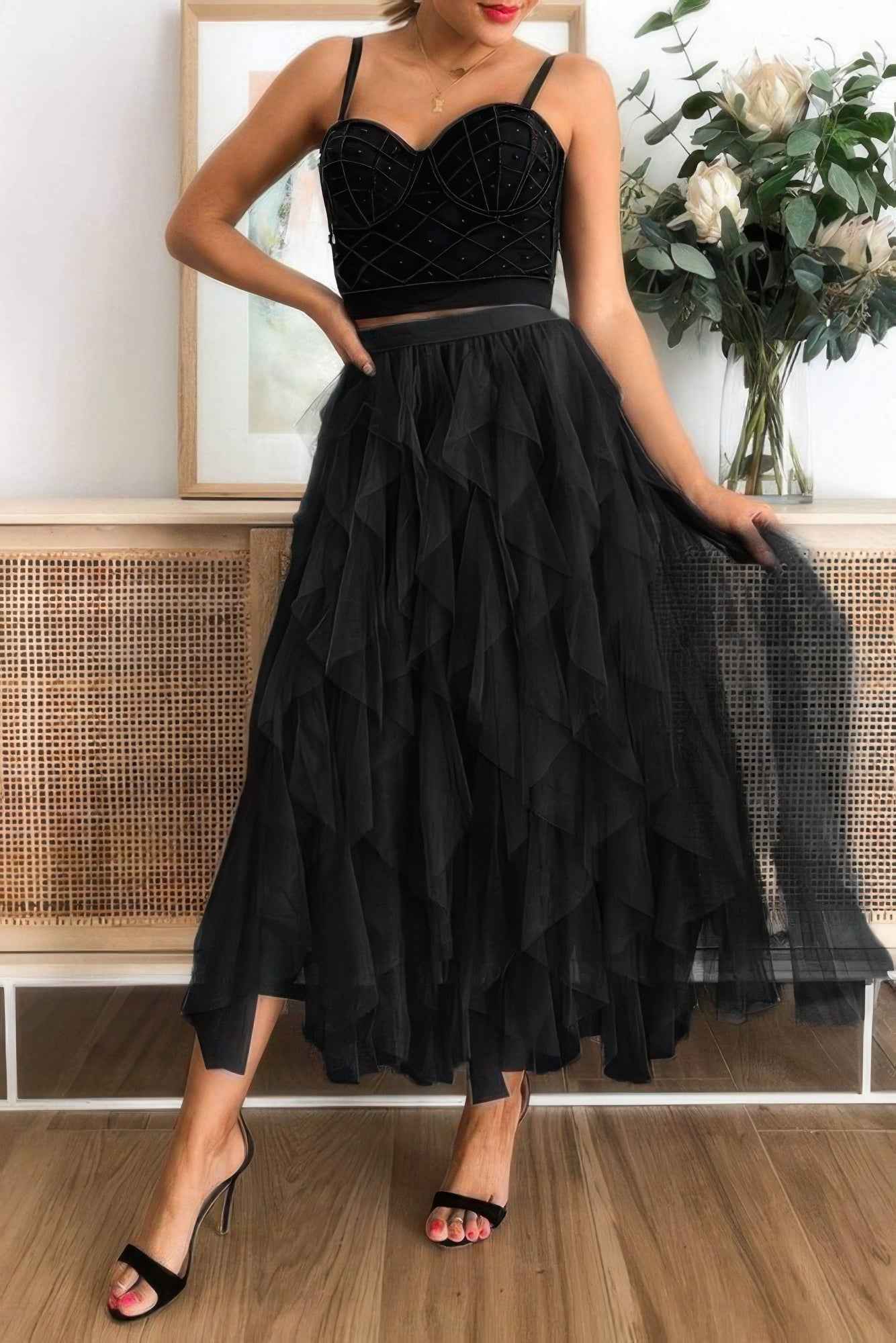 A Line Long Tulle Tiered Skirts A Line Long Tulle Tiered Skirts