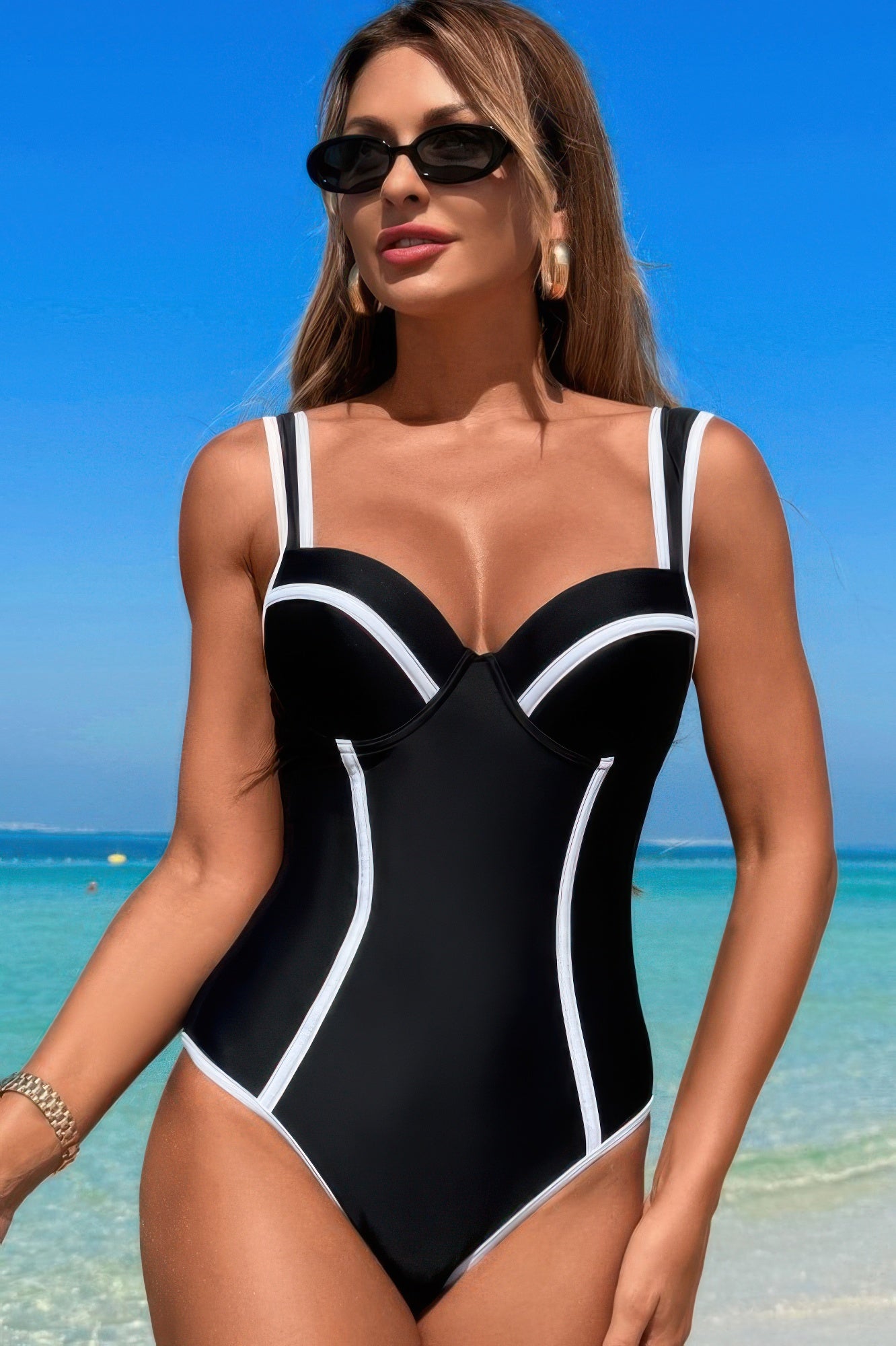 Stripe Sweetheart Neckline One Piece Swimsuit product image