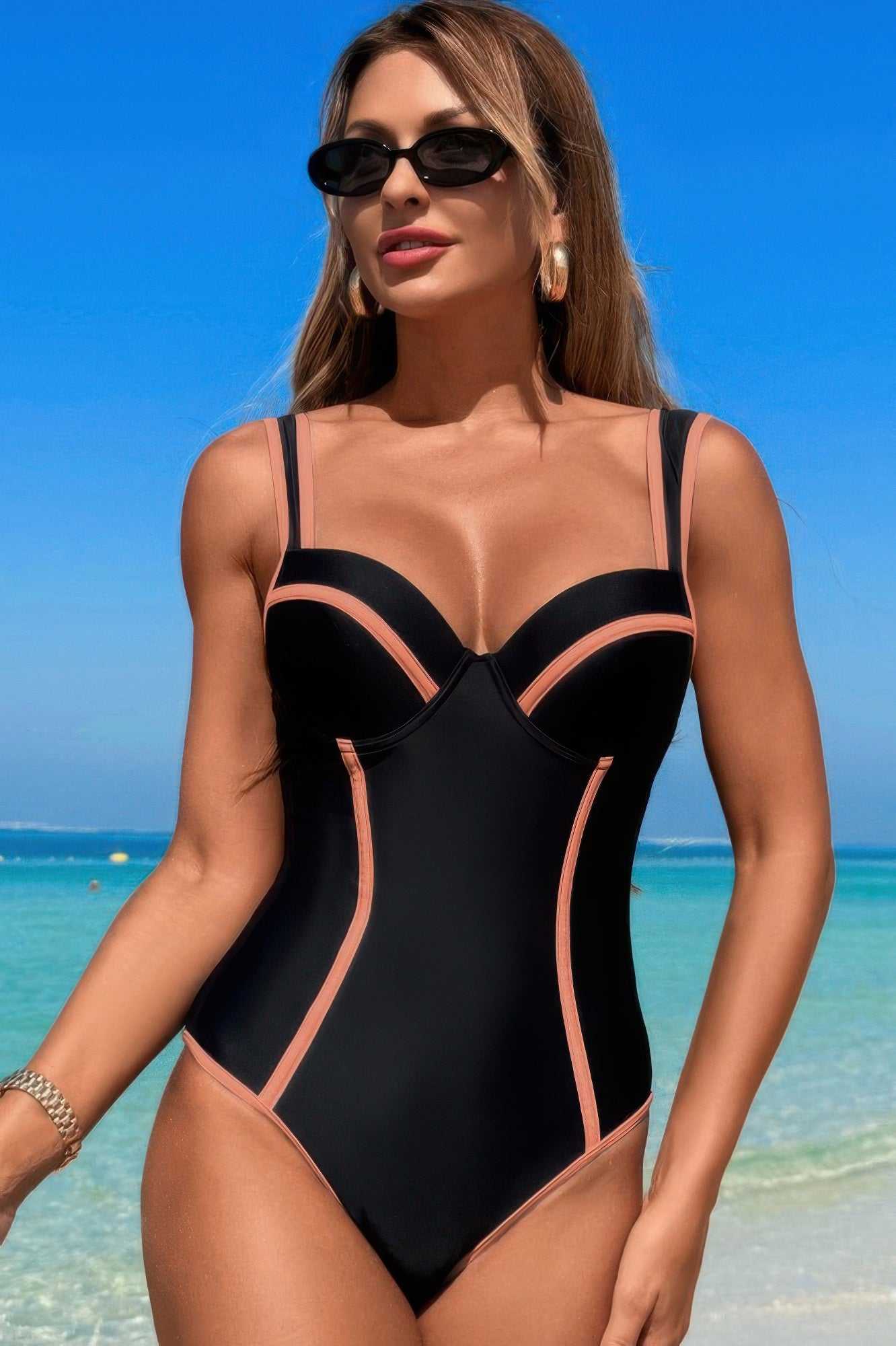 Stripe Sweetheart Neckline One Piece Swimsuit product image