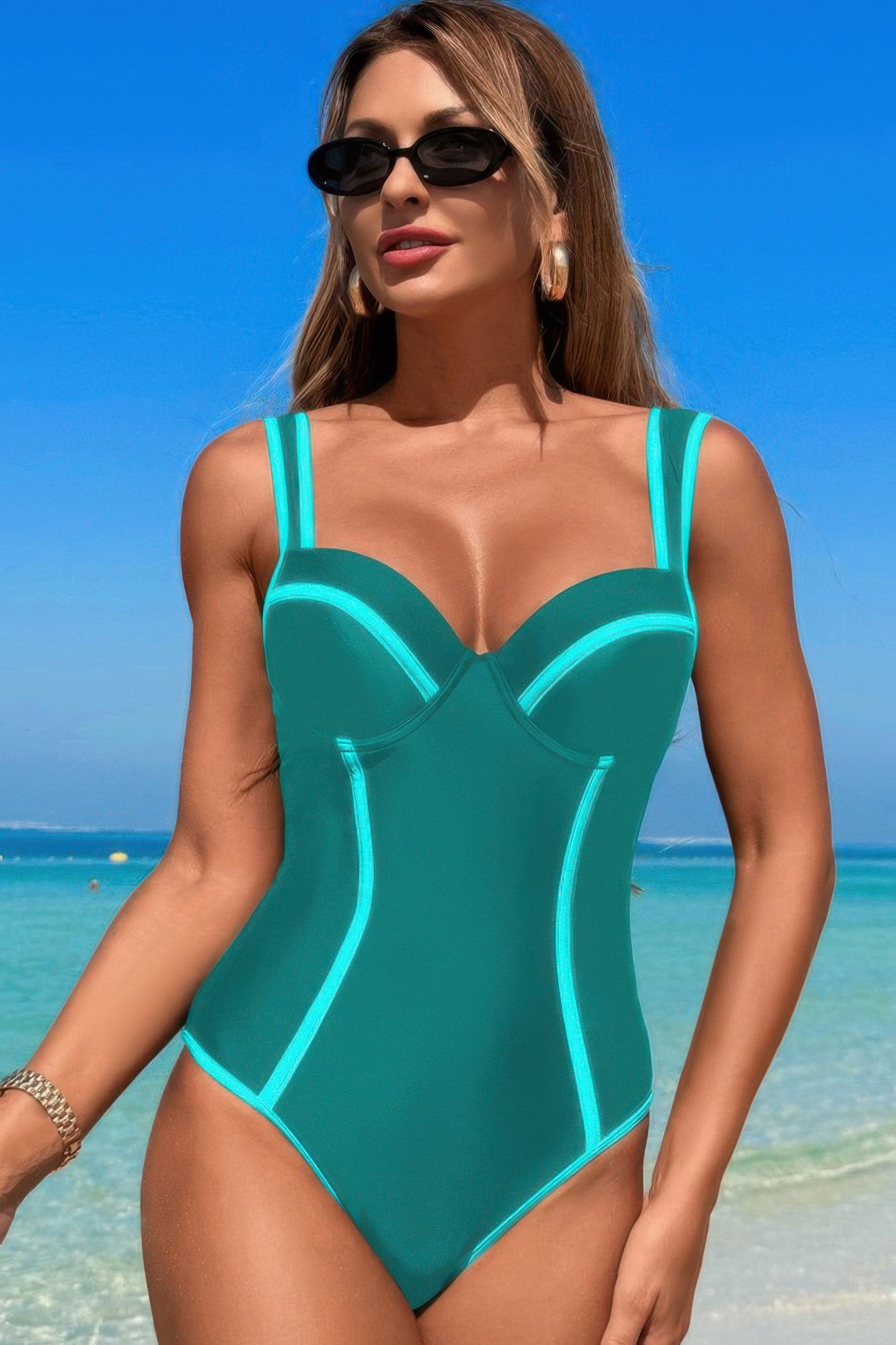 Stripe Sweetheart Neckline One Piece Swimsuit product image