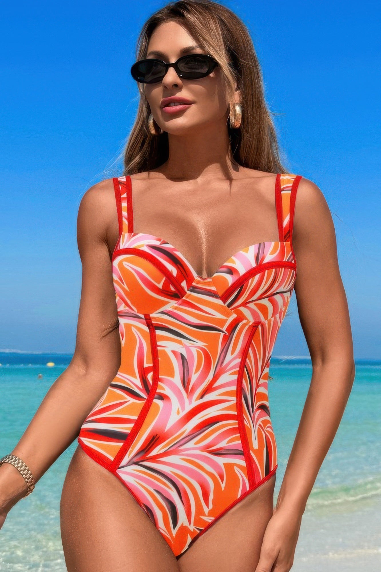 Stripe Sweetheart Neckline One Piece Swimsuit product image