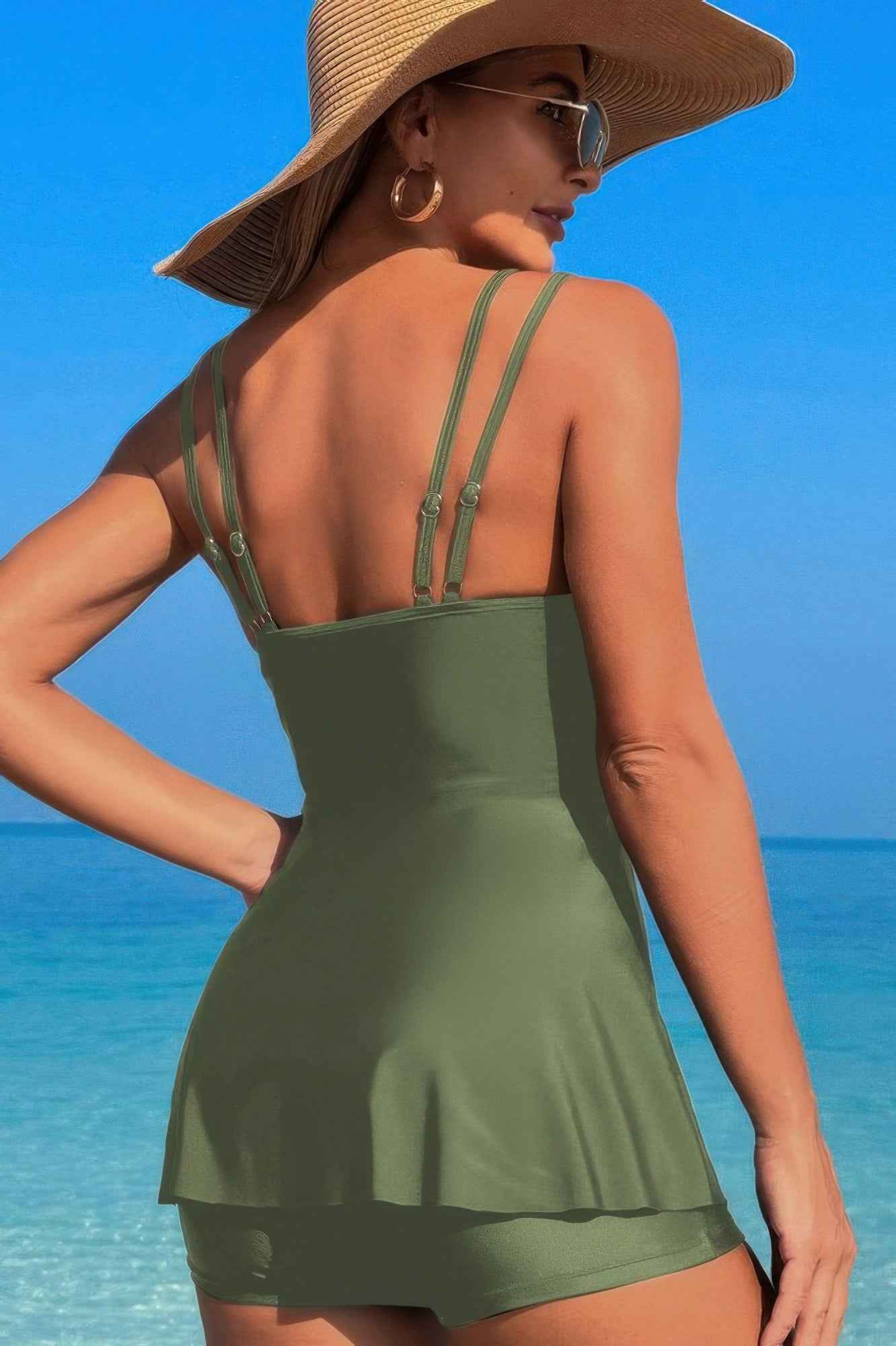 Square Neck Bottom Mesh Two Piece Swimsuit Square Neck Bottom Mesh Two Piece Swimsuit