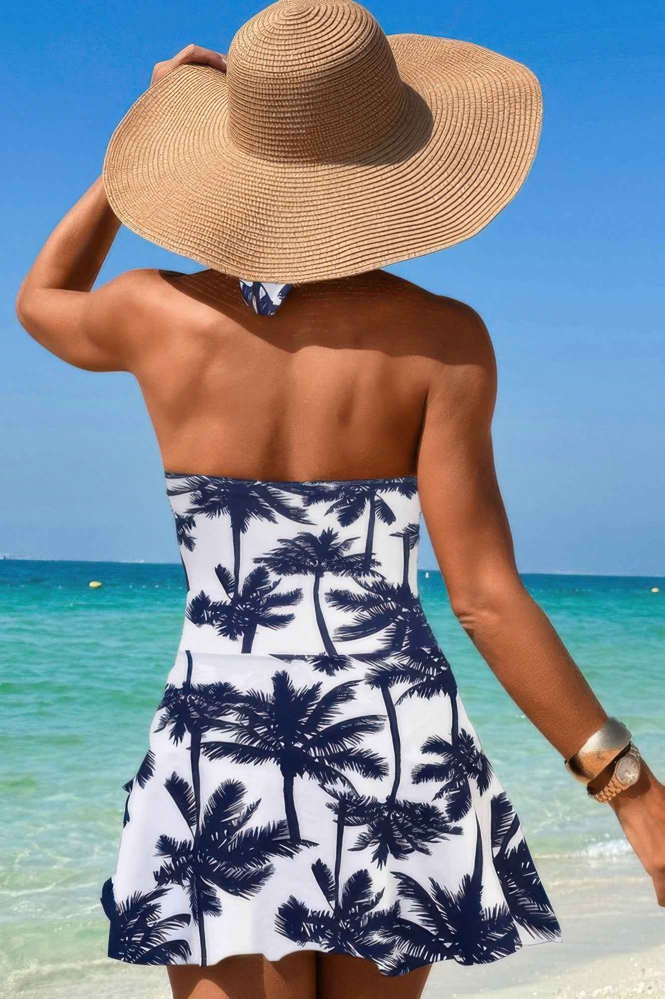 Halter Neck Twisted Tie Knot Front Dress Swimsuit Halter Neck Twisted Tie Knot Front Dress Swimsuit