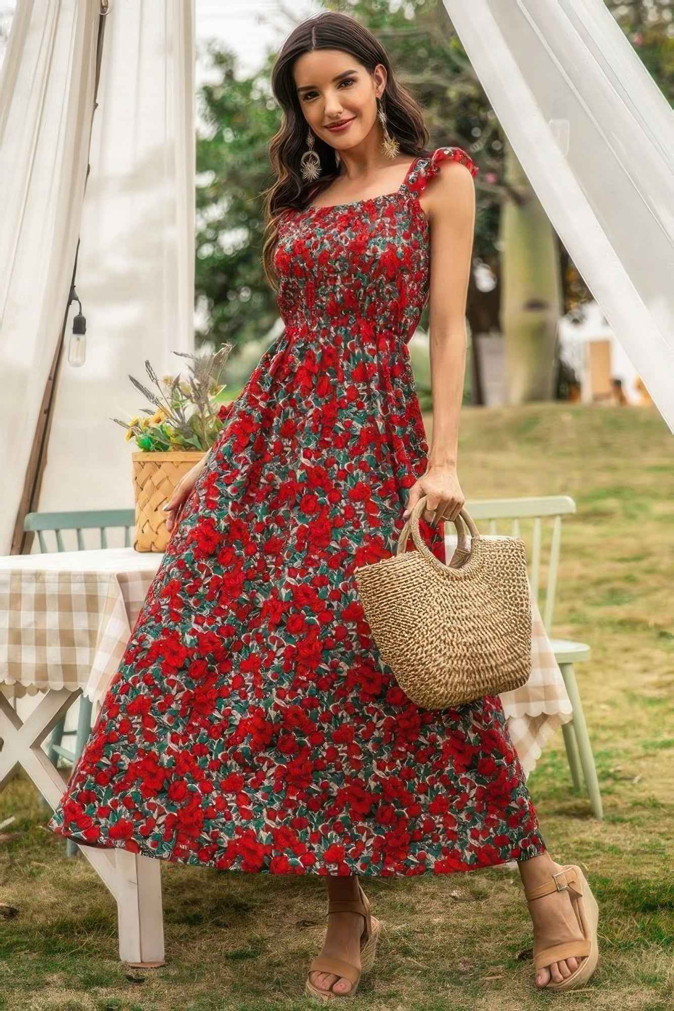 Sleeveless Floral Low Neck Max Dress Sleeveless Floral Low Neck Max Dress
