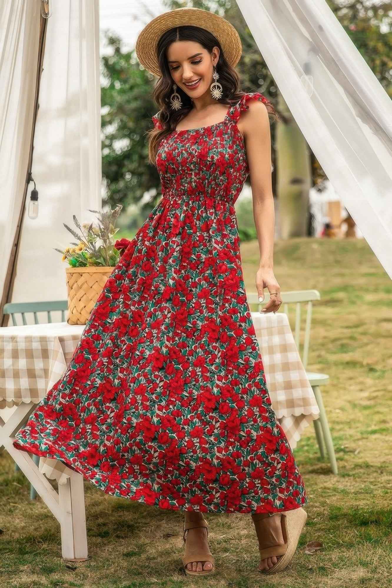 Sleeveless Floral Low Neck Max Dress Sleeveless Floral Low Neck Max Dress