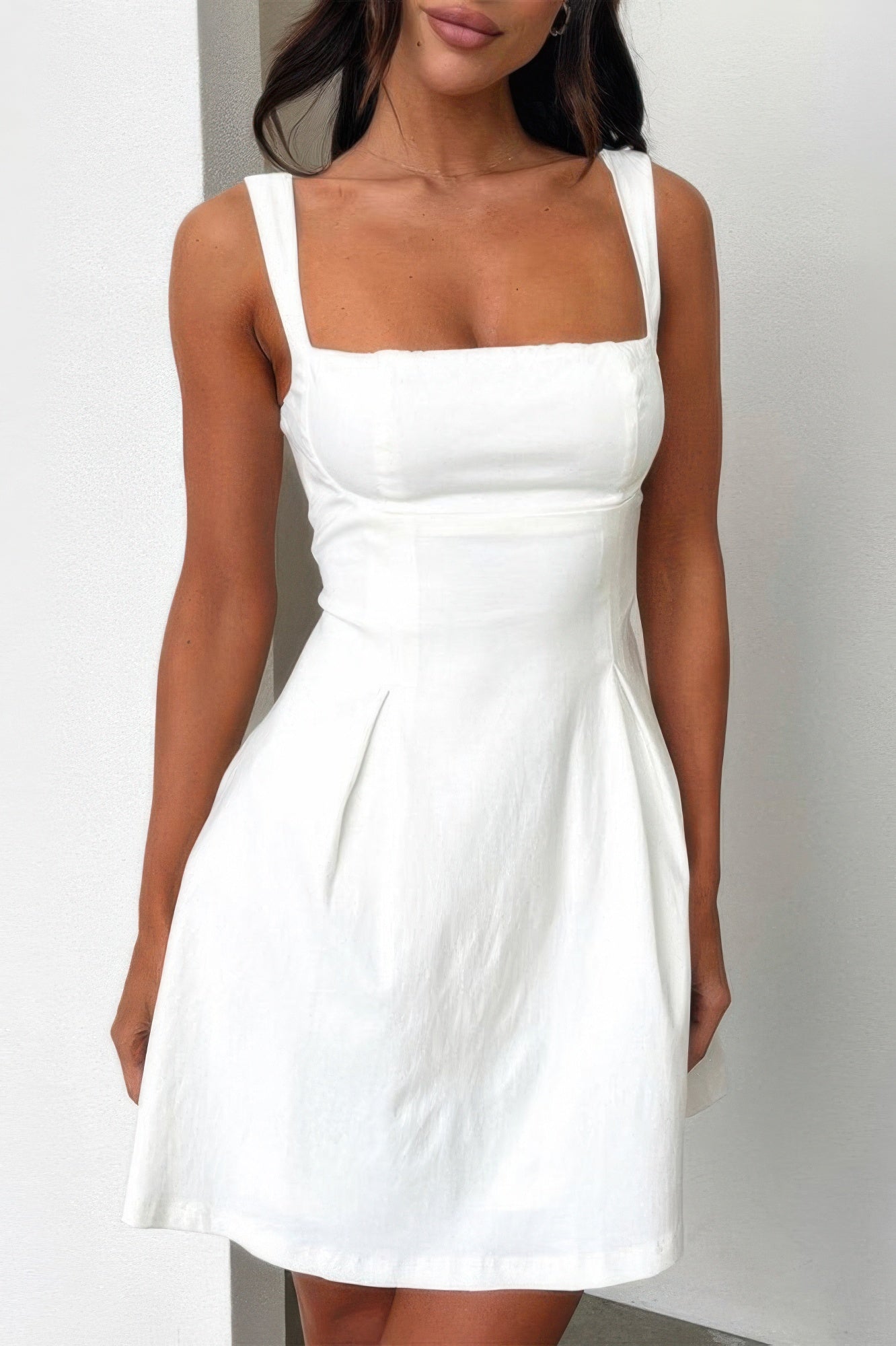Solid Sleeveless Fit Wide Strap A Line Dress product image