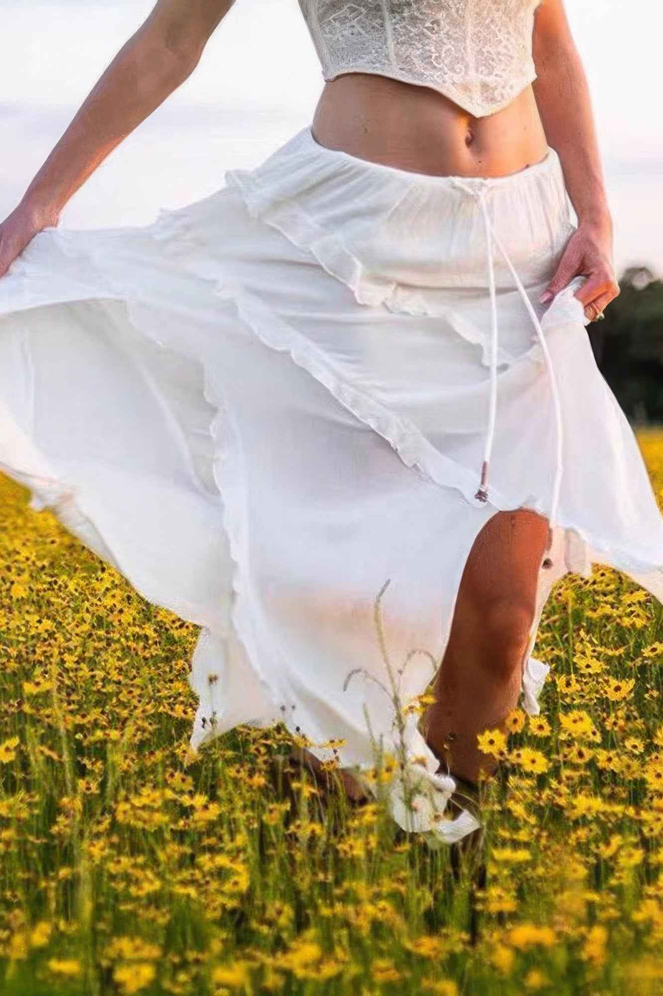 Solid Ruffle Drawstring Waist Asymmetry Hem Skirt Solid Ruffle Drawstring Waist Asymmetry Hem Skirt